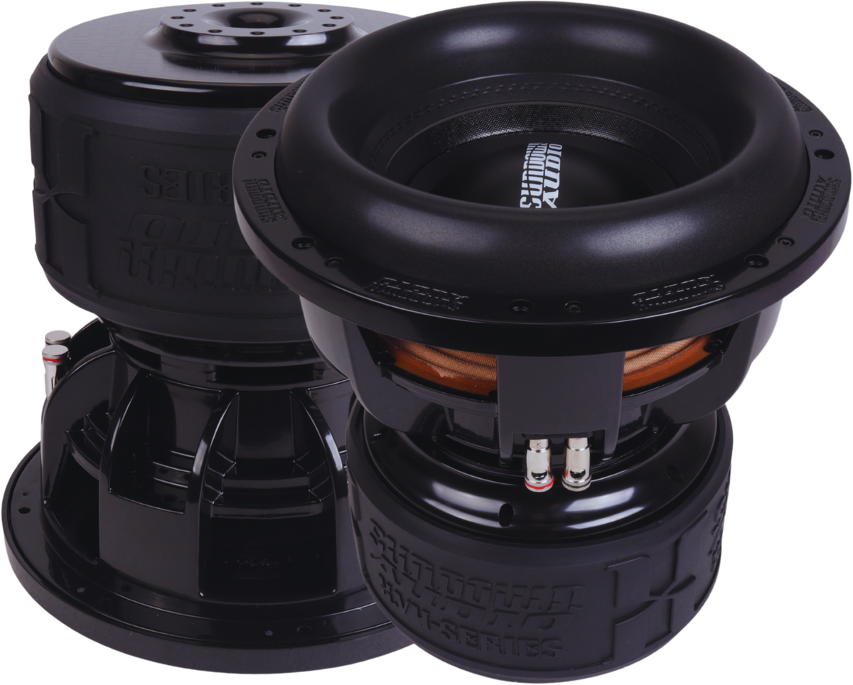 Car subwoofer being installed - 12-inch subwoofer and amplifier