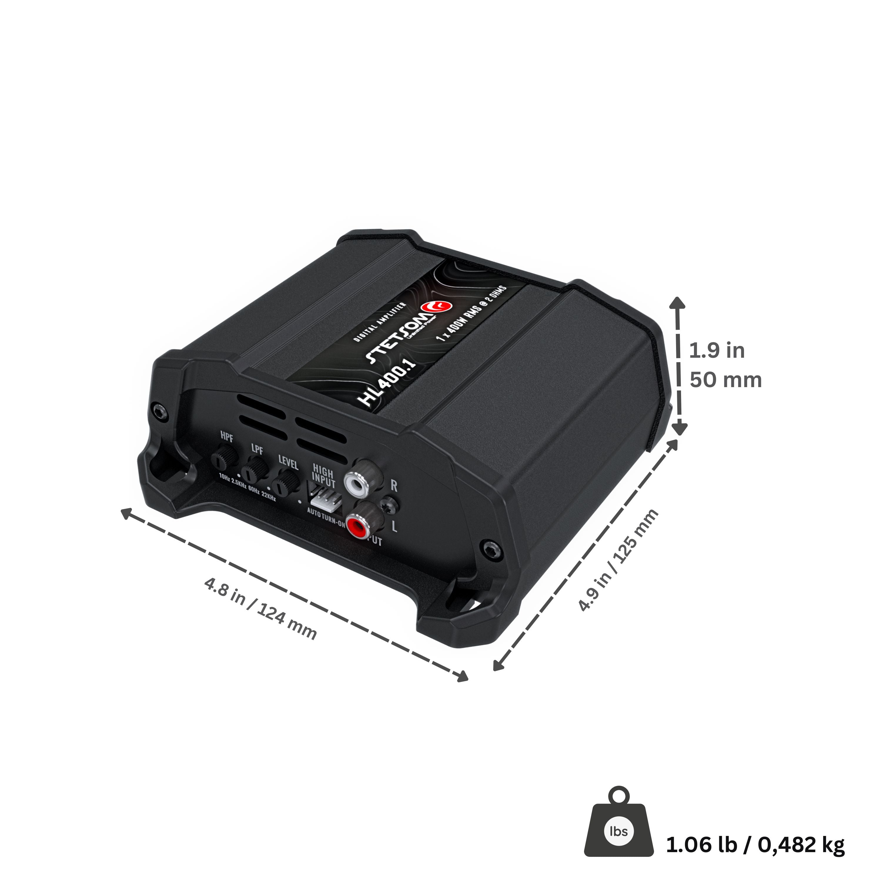 Stetsom HL 400.1 Class D Full Range Amplifier 1 Channel 400 Watts, RCA Input and High Wire Input, Variable Crossover - 2