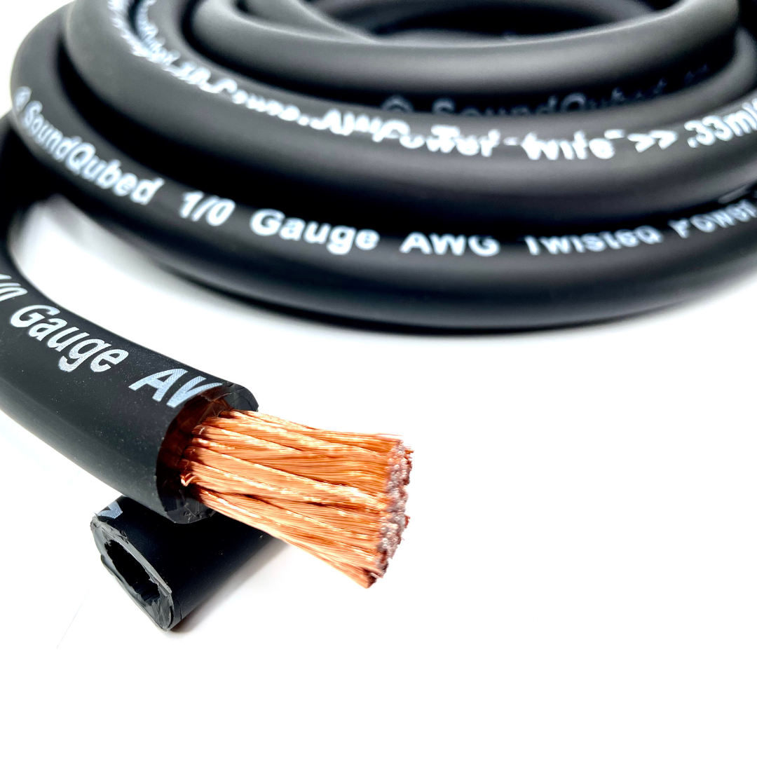 SoundQubed 1/0 Gauge CCA (Copper Clad Aluminum) Power Wire BLACK 50 Ft.