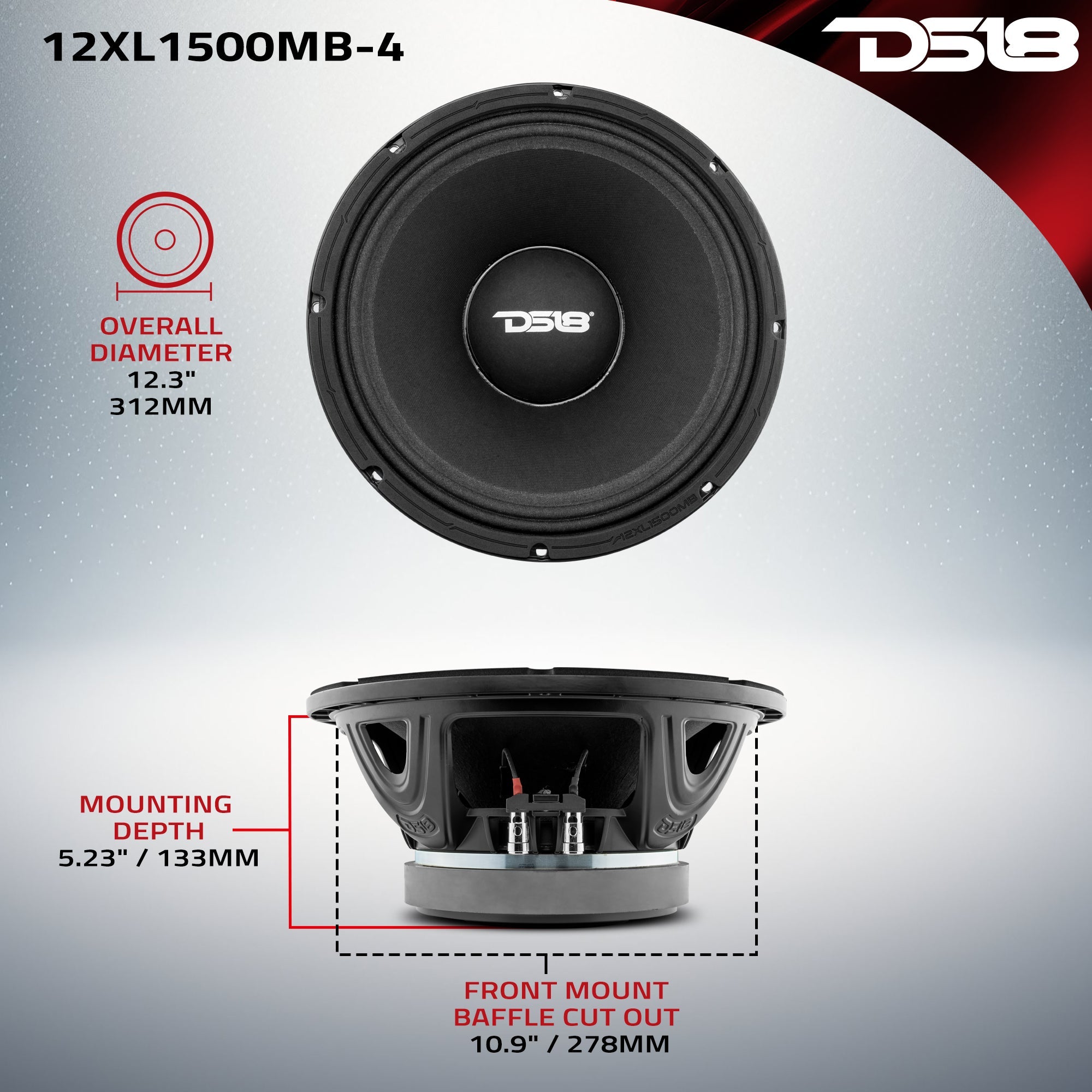 DS18 XL 12" Mid-Bass Loudspeaker 750 Watts Rms 4-Ohm