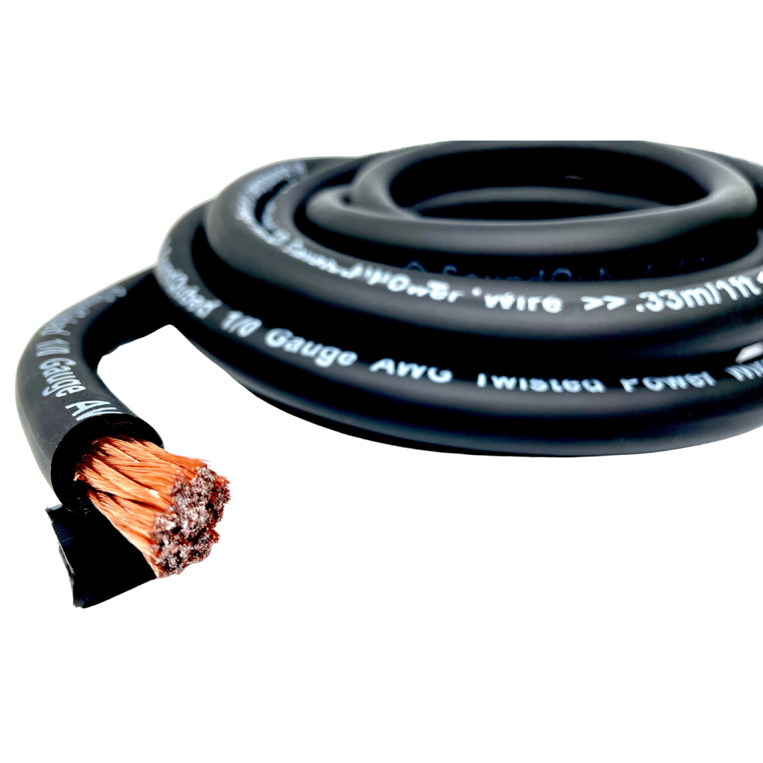 SoundQubed 1/0 Gauge CCA (Copper Clad Aluminum) Power Wire BLACK 50 Ft.