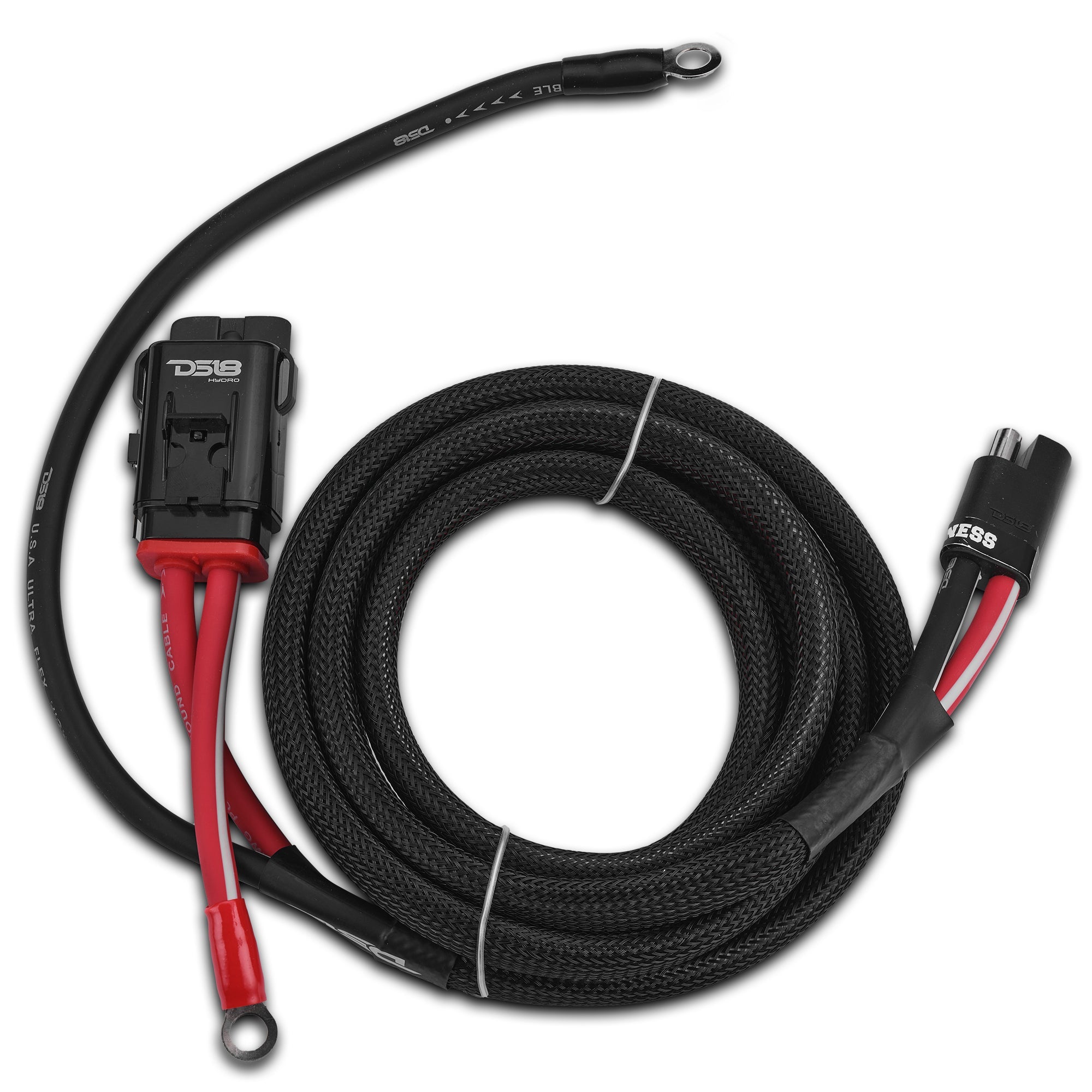 DS18 UTV-KIT6-2DR UTV 6-Gauge Power Harness Kit – 8ft Power & Ground Cables with Water-Resistant Fuse Holder f
