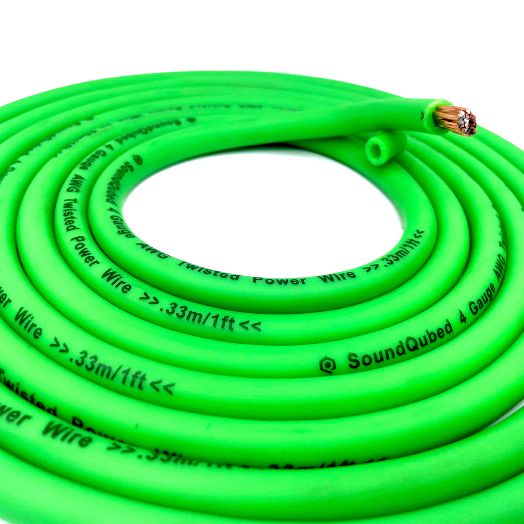 SoundQubed 4 Gauge CCA (Copper Clad Aluminum) Power Wire GREEN 100 Ft.