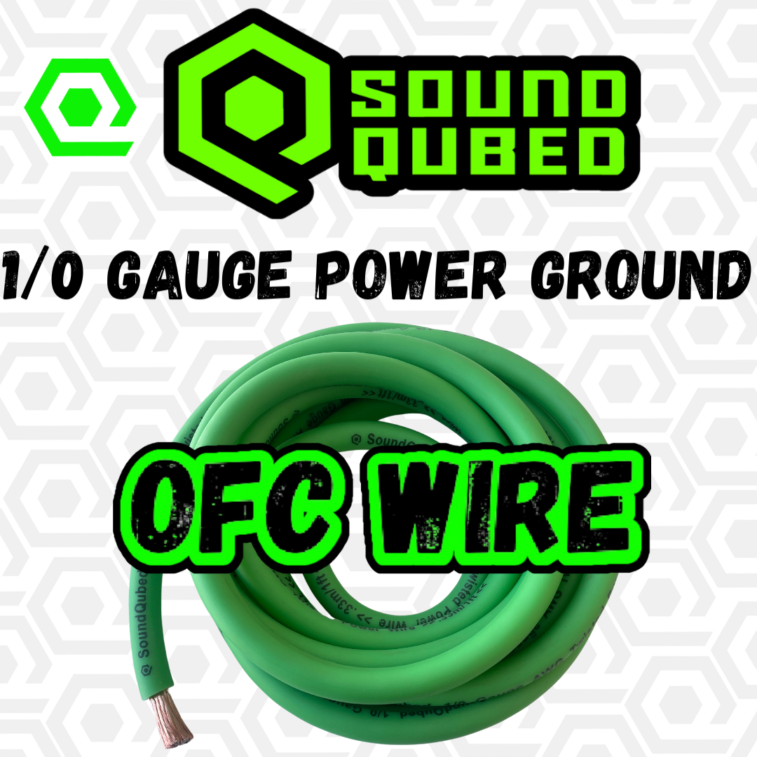 SoundQubed 1/0 Gauge OFC (Oxygen Free Copper) Power Wire GREEN 50 Ft.