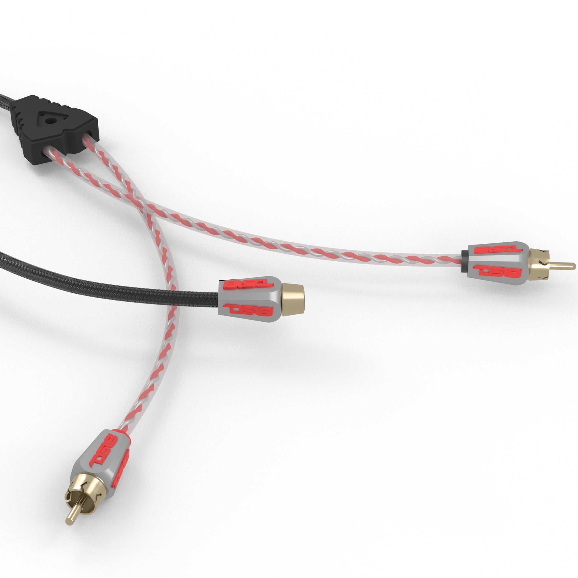 DS18 Level 3 RCA 100% Copper OFC Y Connector 1 FEMALE to 2 MALE - BLACK / RED Kit