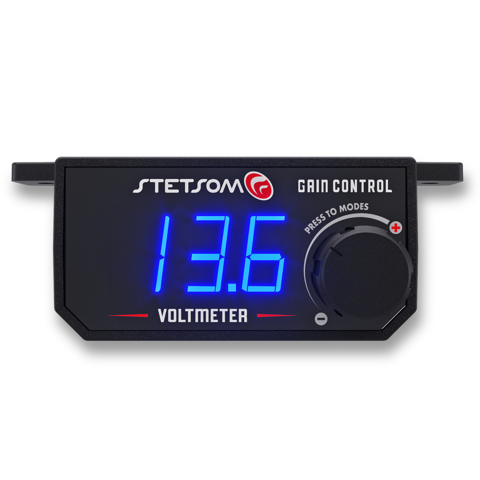Stetsom 4in1 Universal Bass Knob Gain Control + Voltmeter + On/Off Switch + High to RCA Input Converter, Blue LED Displa