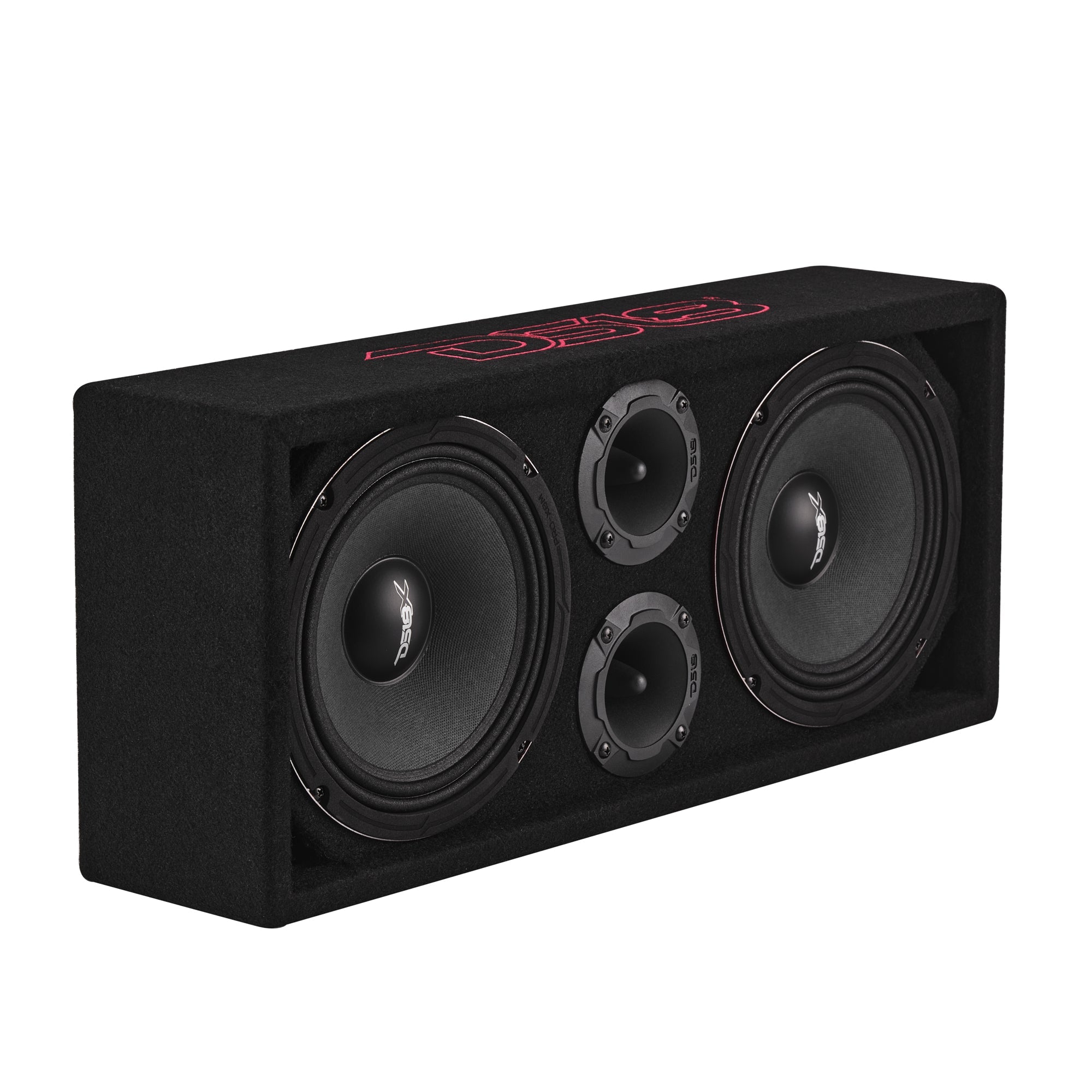 DS18 VOC8LD-PK Loaded Voceteo Enclosure with Dual 8" Speakers, Dual 3.78" Tweeters, Amplifier & Speakon Cable — view 4 of 5