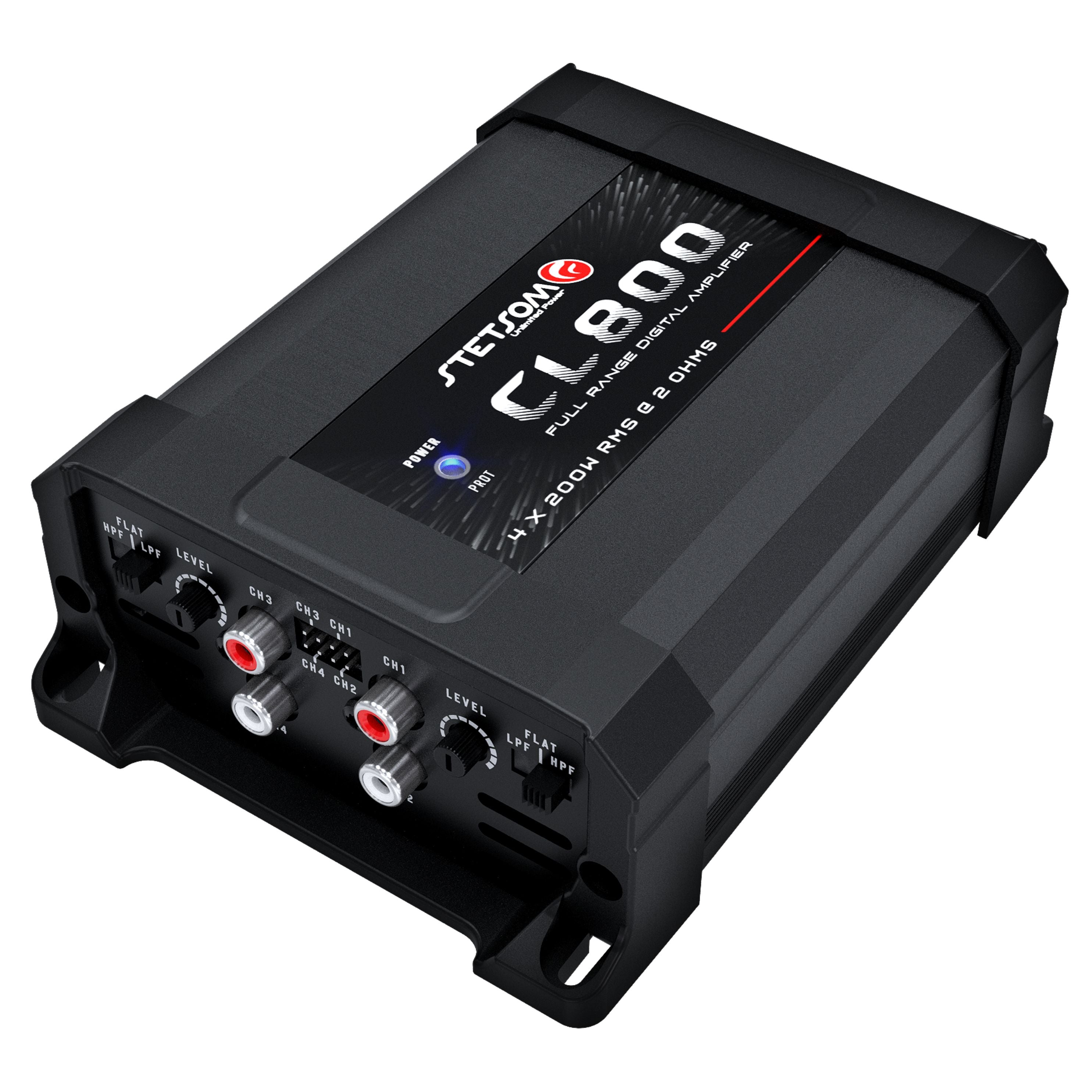 Stetsom CL 800.4 2 Ohm Car Audio Amplifier – 800 Watts RMS, 4 Channel Class D Full Range Amp, Compact Multichannel Stere