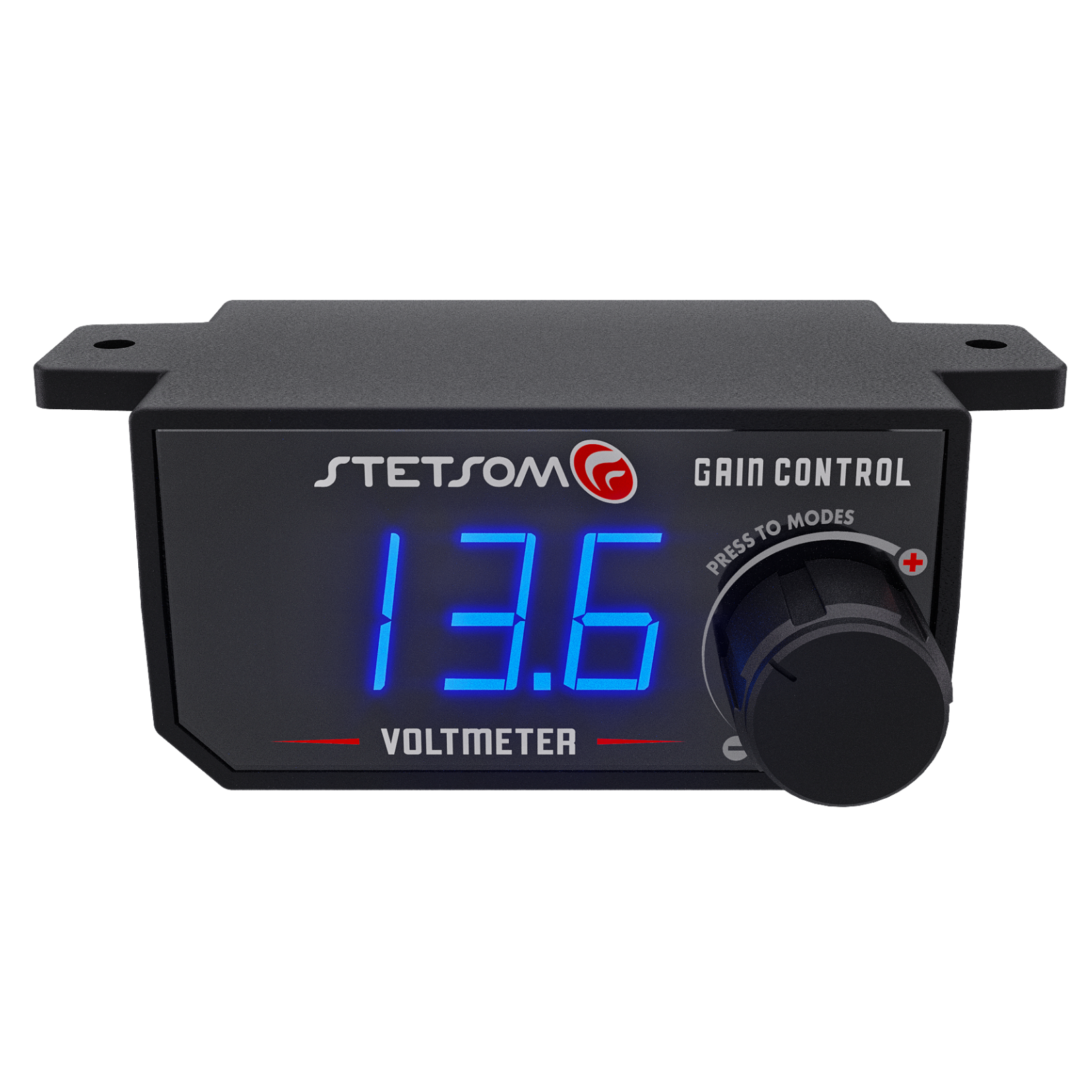 Stetsom 4in1 Universal Bass Knob Gain Control + Voltmeter + On/Off Switch + High to RCA Input Converter, Blue LED Displa