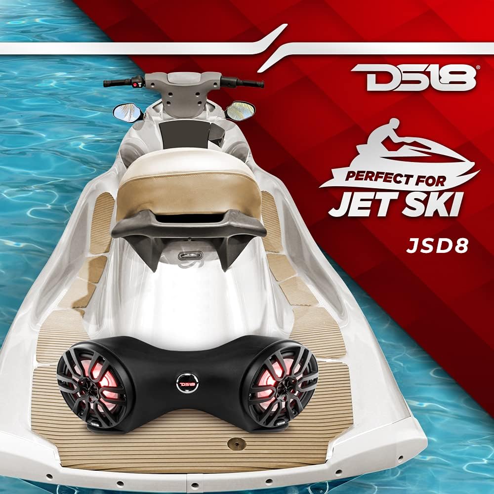 DS18 Extreme Sound System for Jet Skis - Loaded with 2 x 8" Coaxial Marine Speakers with RGB LED Lights