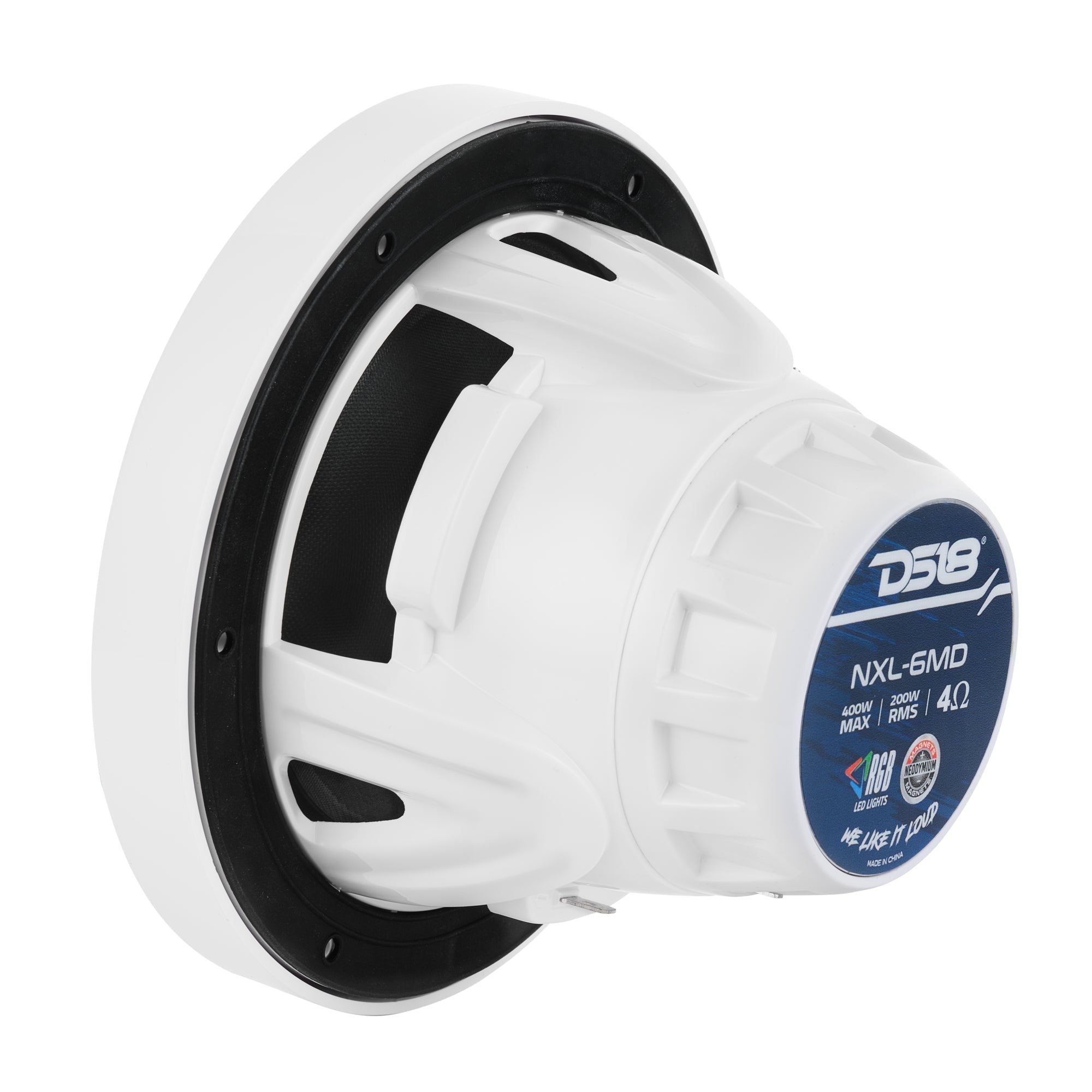 DS18 6.5” Marine 2-Way Hybrid Speaker with RGB LED, Compression Driver and Neodymium Magnet | 250W RMS 4-Ohm