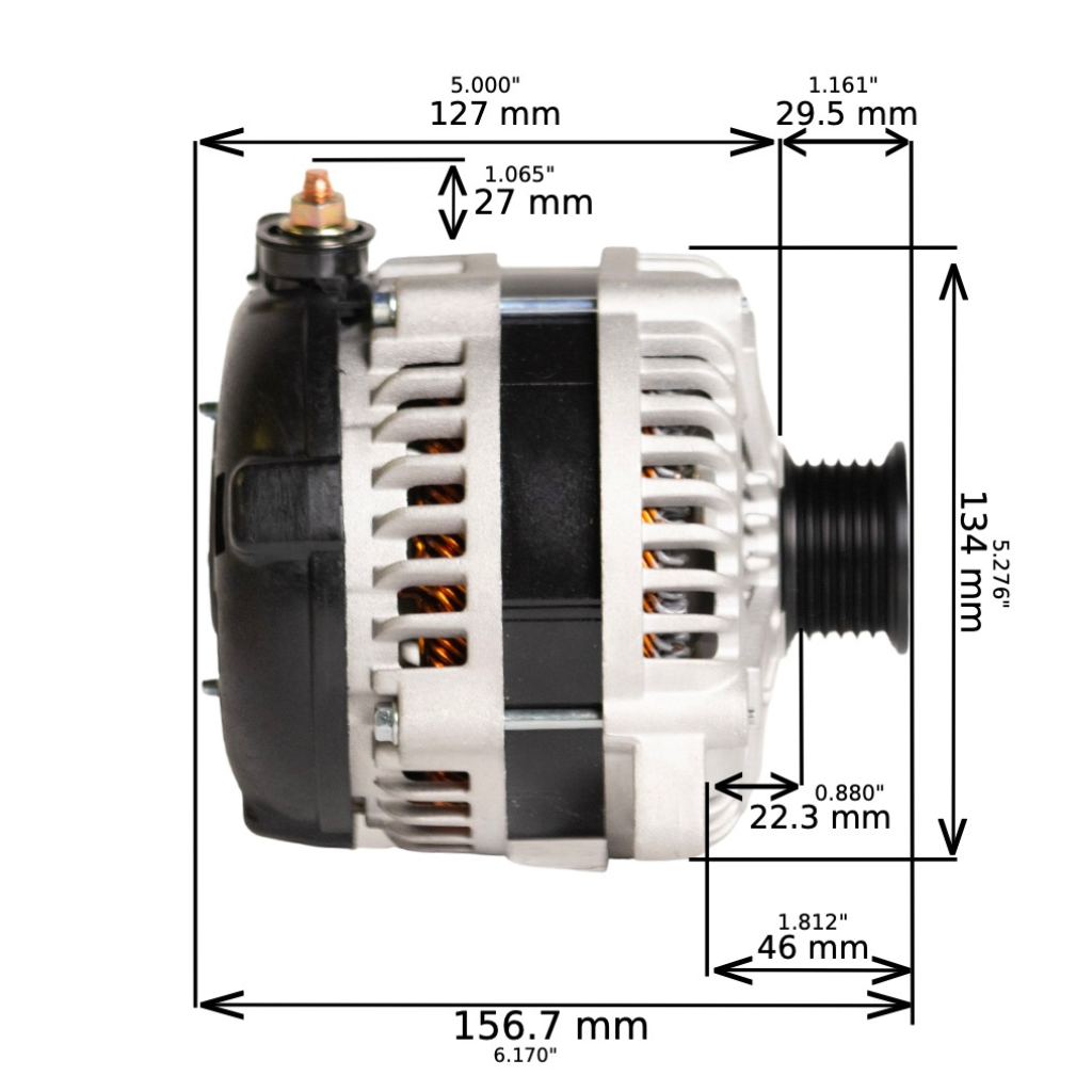 1987-1990 Jeep Wagoneer L6 4.0L cs130 High Output Alternator