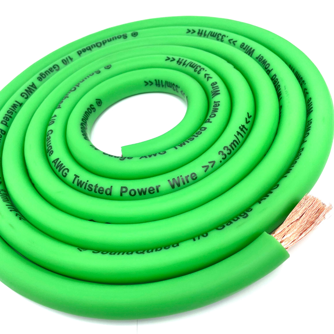 SoundQubed 1/0 Gauge CCA (Copper Clad Aluminum) Power Wire GREEN 50 Ft.
