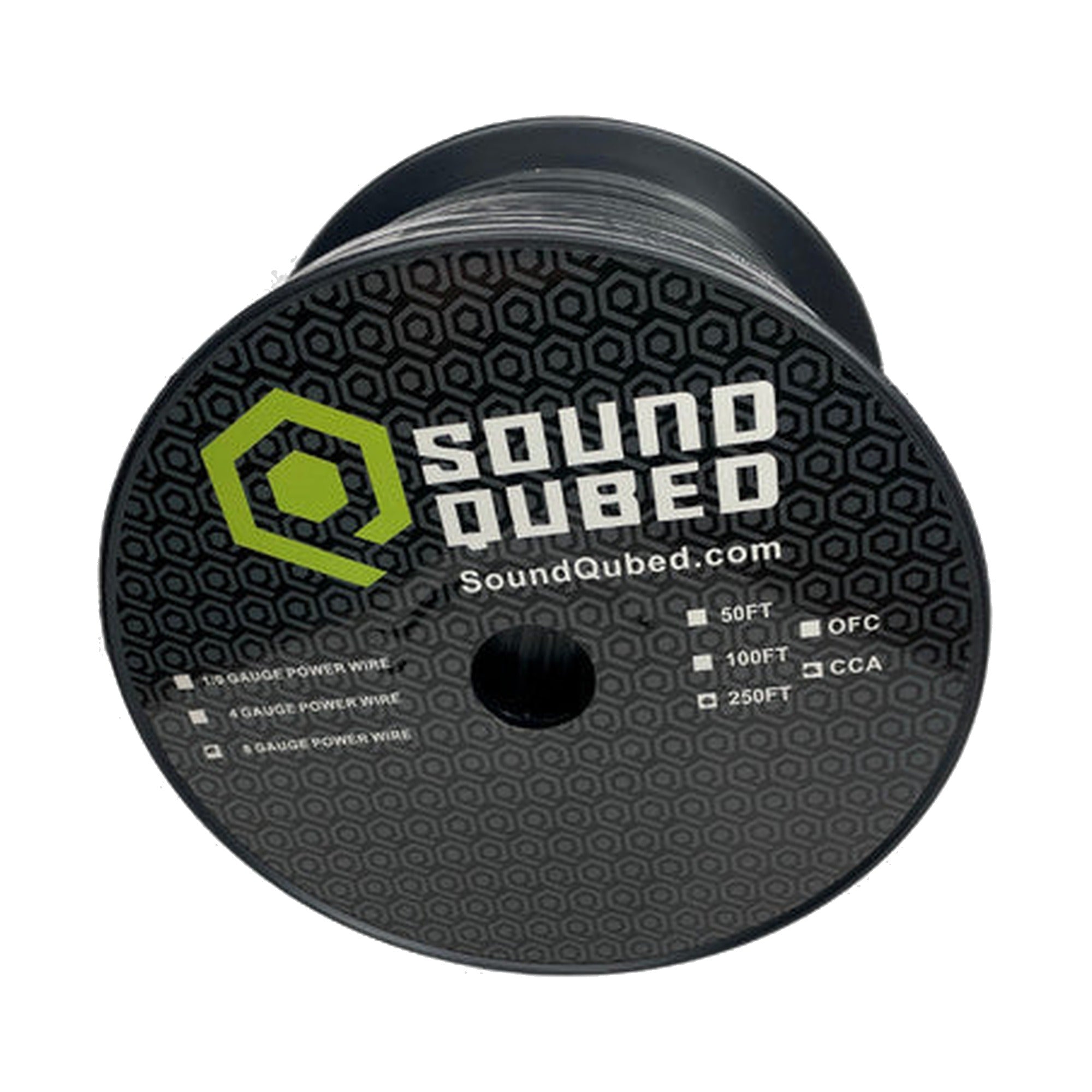 SoundQubed 8 Gauge CCA (Copper Clad Aluminum) Power Wire BLACK 250 F