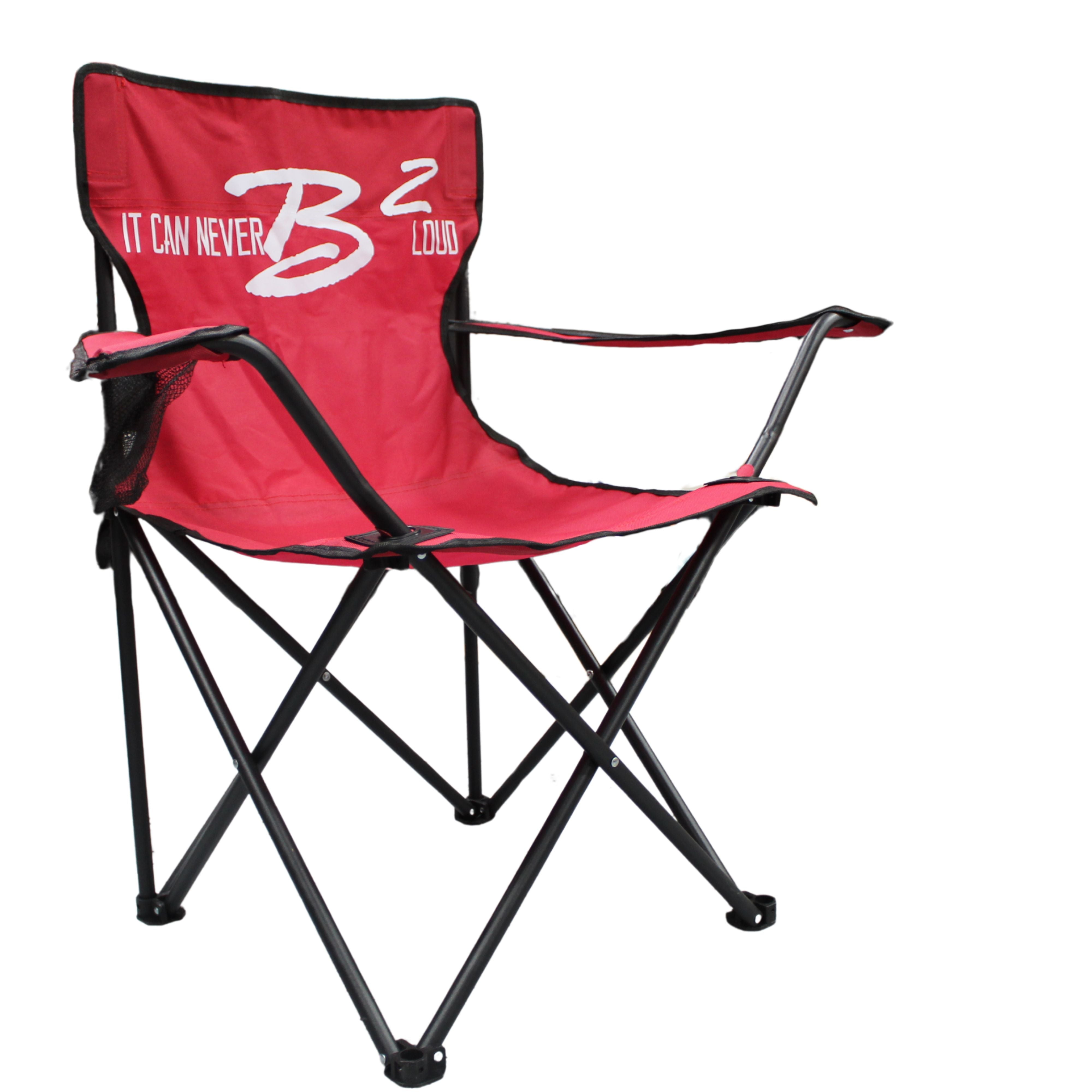 B2 Audio Quick Foldable Chair with It Can Never B2 Loud Slogan - Red