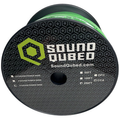 SoundQubed 8 Gauge CCA (Copper Clad Aluminum) Power Wire GREEN 250 Ft.