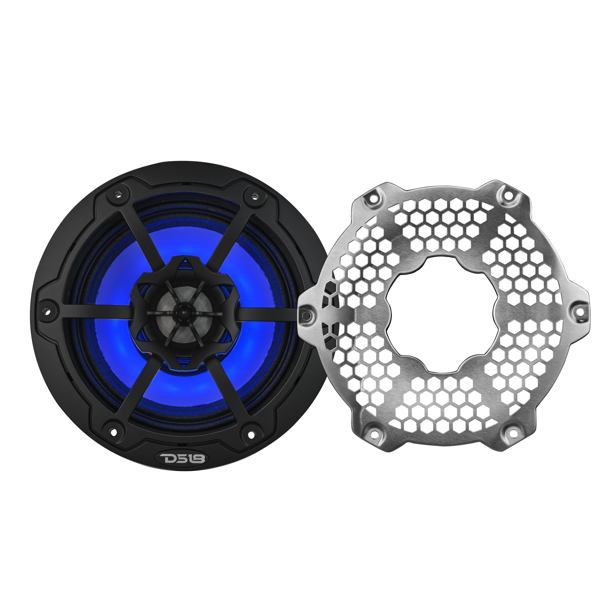 DS18 6.5” Marine 2-Way Hybrid Speaker with RGB LED, Compression Driver and Neodymium Magnet | 250W RMS 4-Ohm