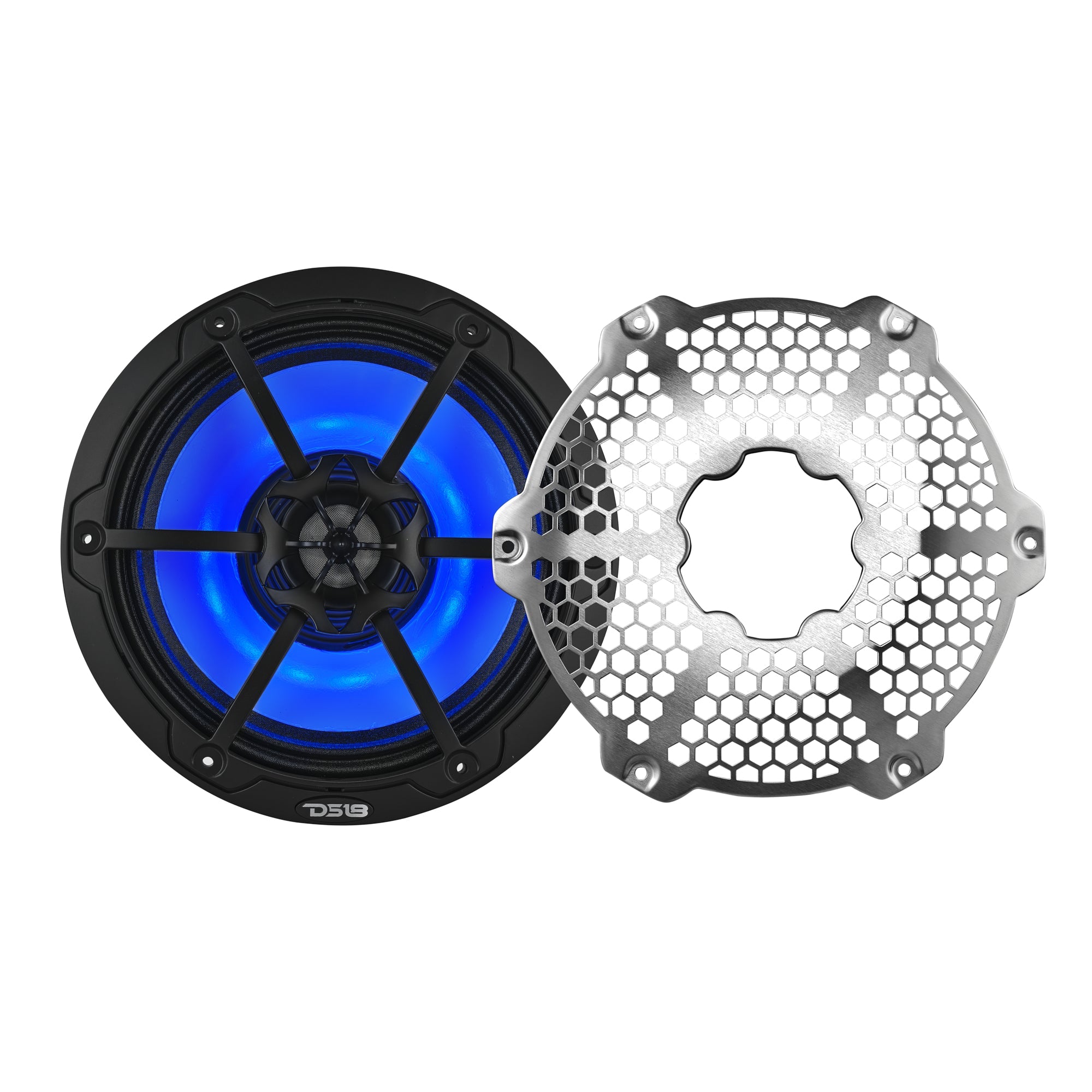 DS18 8” Marine 2-Way Hybrid Speaker with RGB LED, Compression Driver and Neodymium Magnet | 350W RMS 4-Ohm