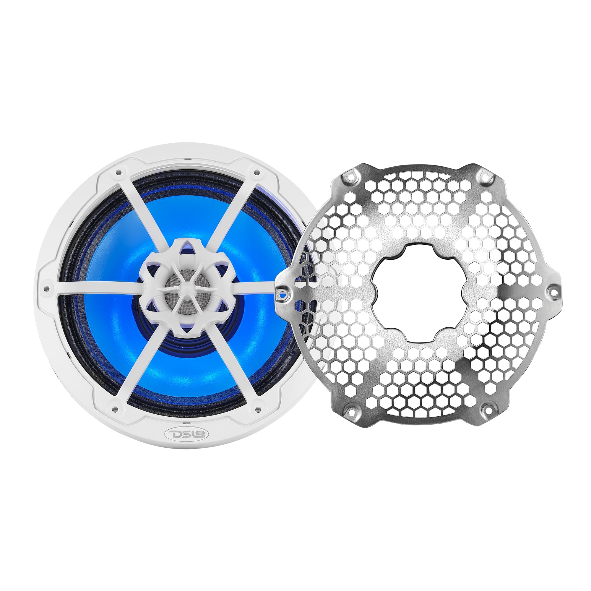 DS18 8” Marine 2-Way Hybrid Speaker with RGB LED, Compression Driver and Neodymium Magnet | 350W RMS 4-Ohm