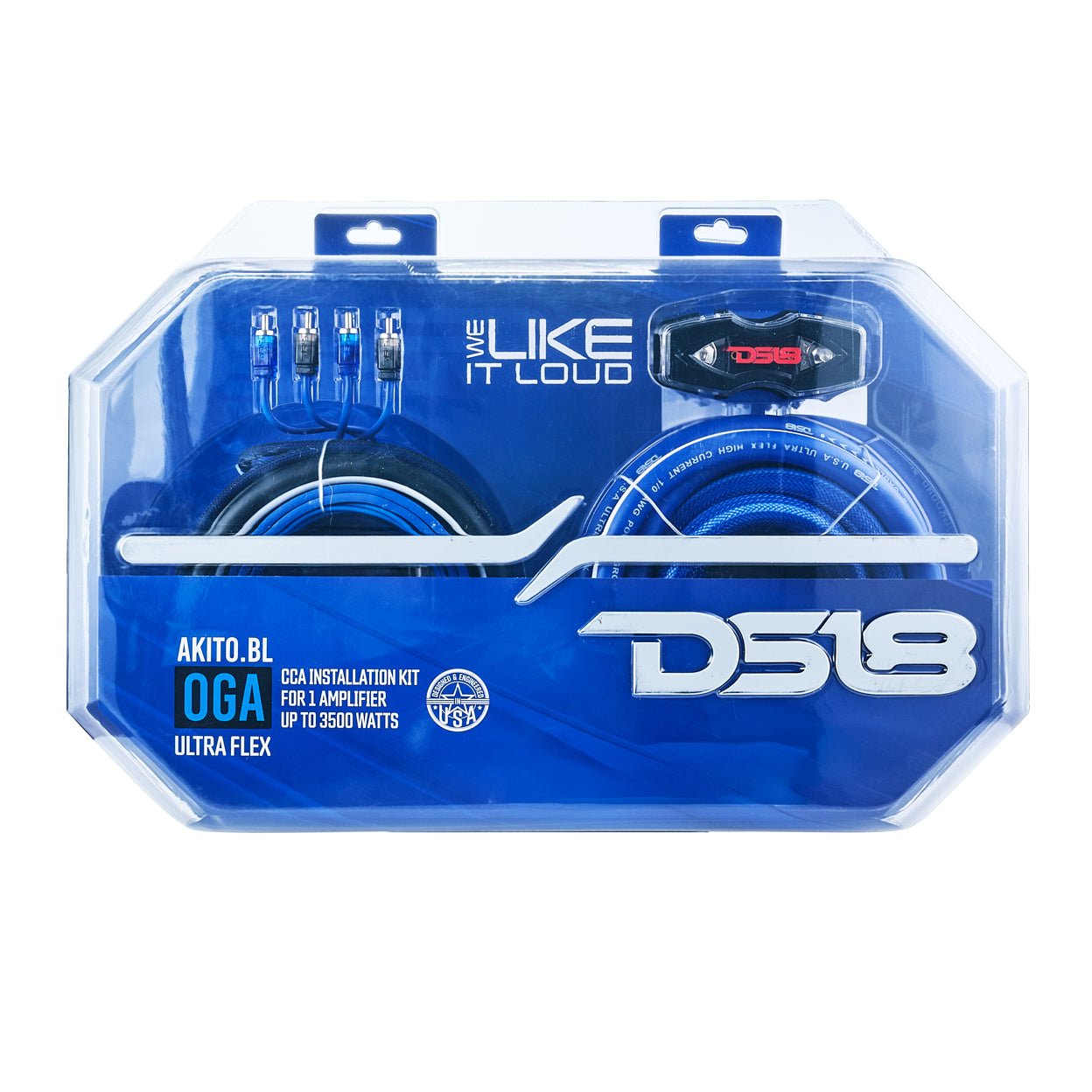 DS18 0-GA Amplifier Installation Wiring Kit - Blue