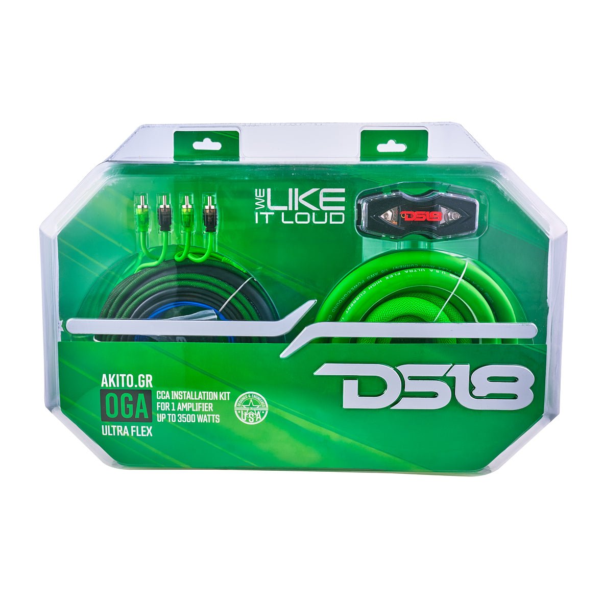 DS18 0-GA Amplifier Installation Wiring Kit - Green