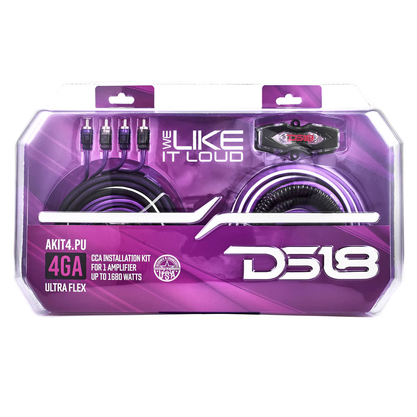 DS18 4-GA Amplifier Installation Wiring Kit - Purple