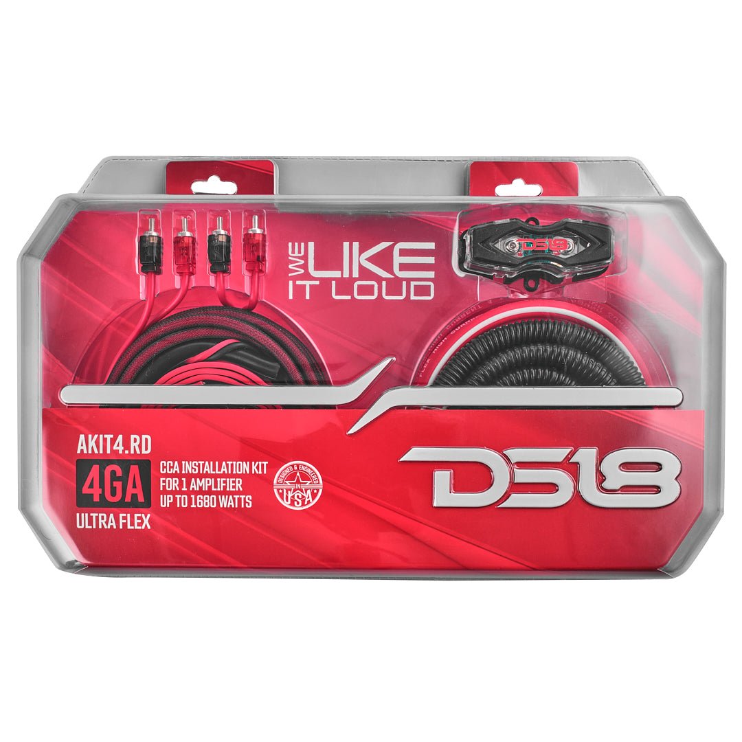DS18 4-GA Amplifier Installation Wiring Kit - Red