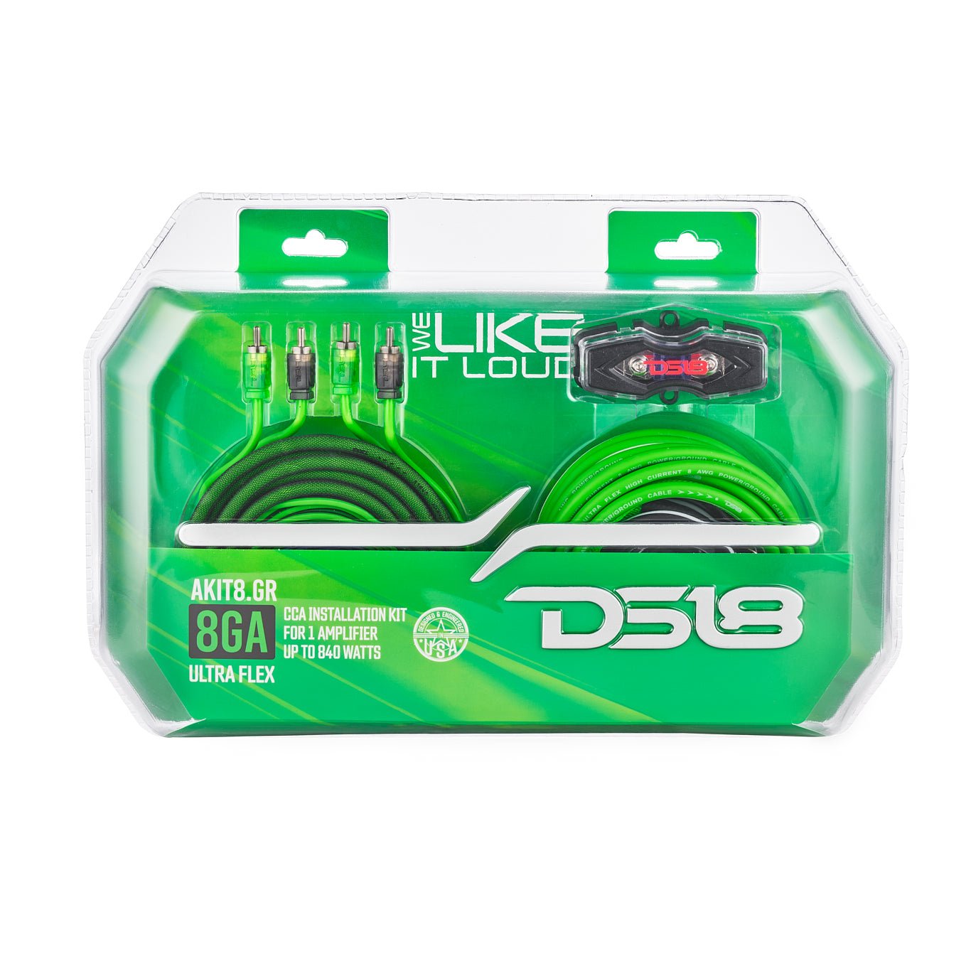 DS18 8-GA Amplifier Installation Wiring Kit - Green