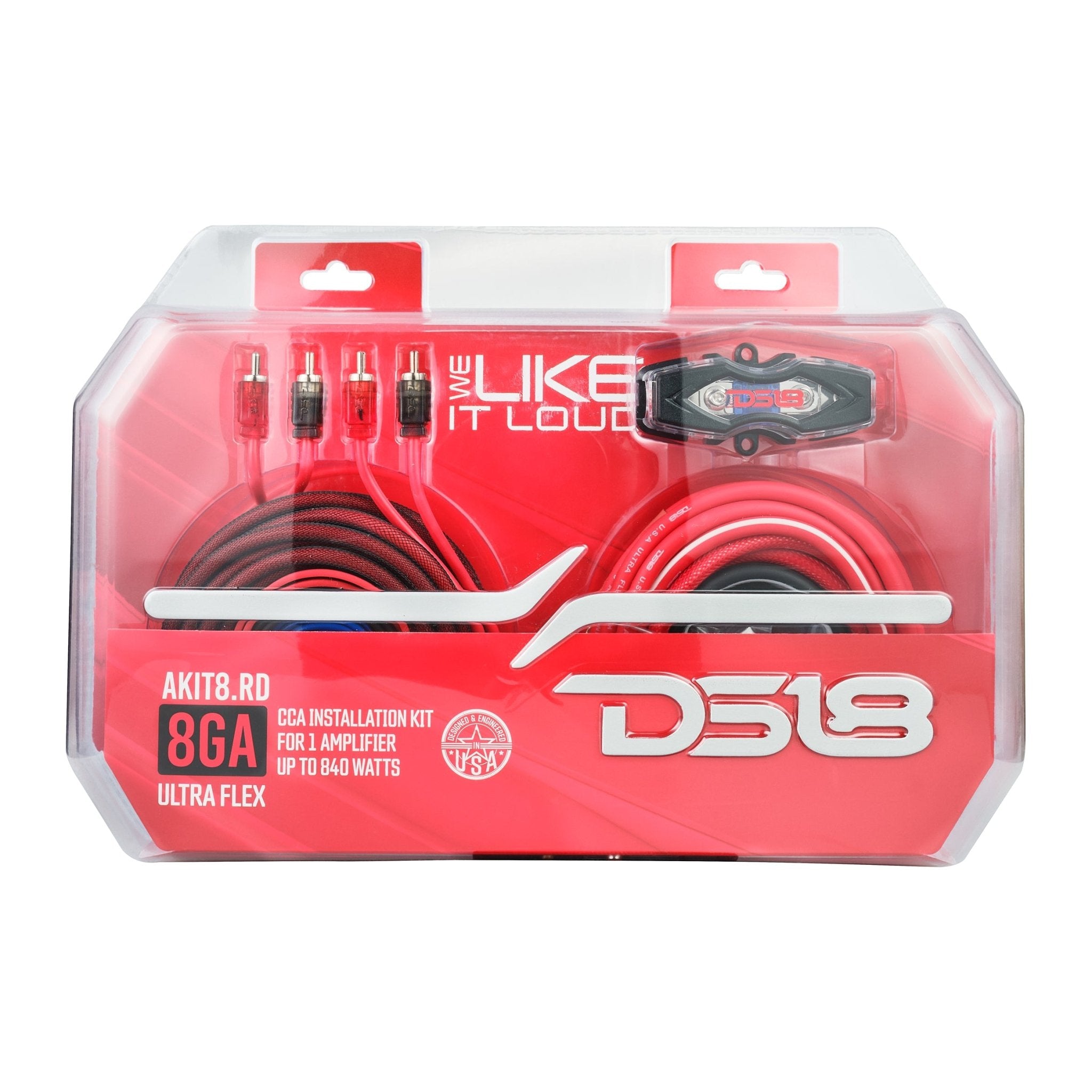 DS18 8-GA Amplifier Installation Wiring Kit - Red
