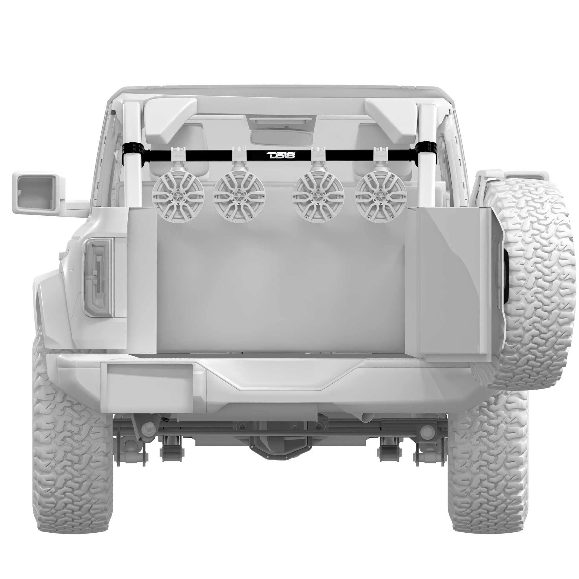 DS18 BRO-TUBE 4x 8" Marine Towers Speakers with RGB LED Lights, 4-Channel Marine Amplifier and AMPKIT for Ford Bronco 6th Gen