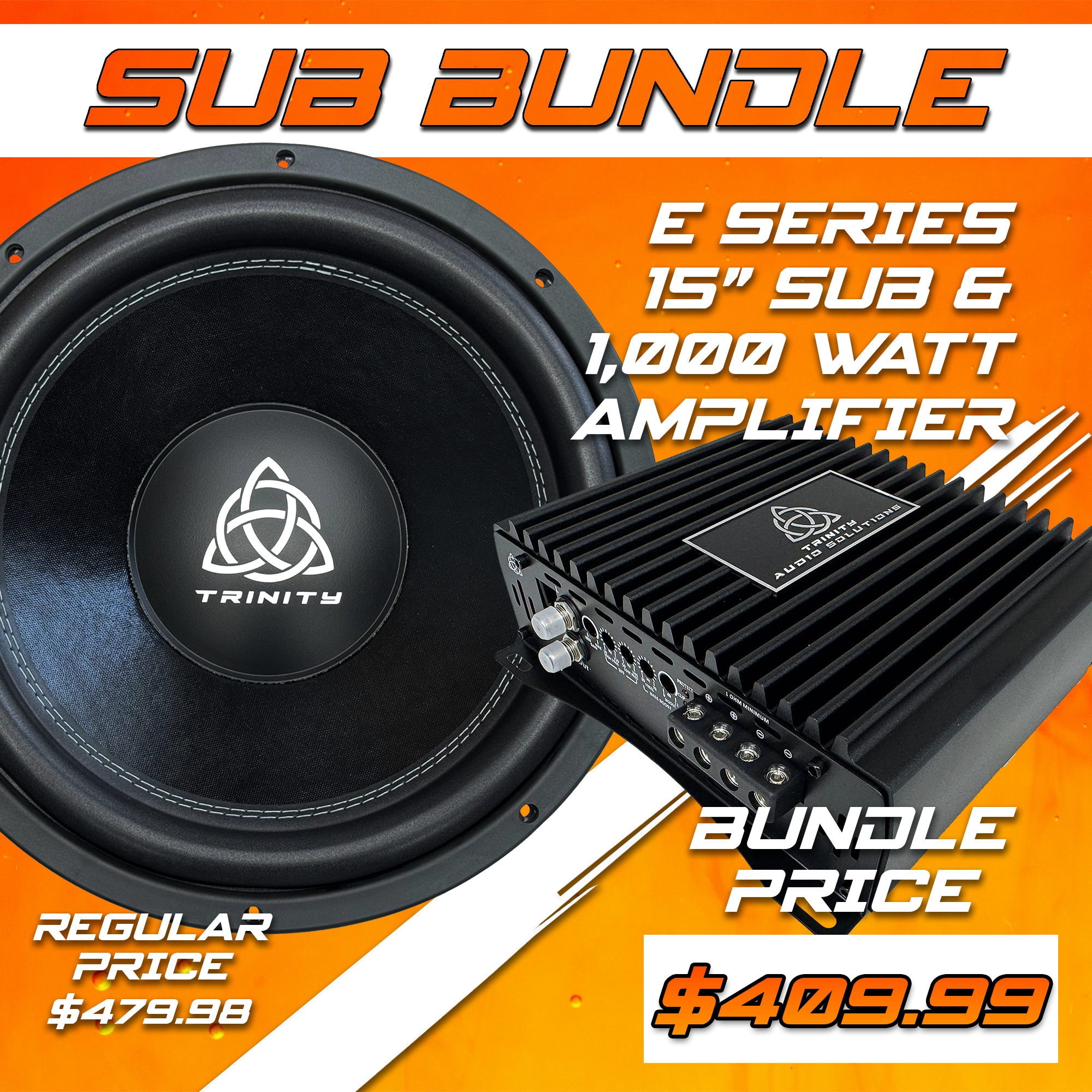 Trinity Audio Solutions E Series 15" Subwoofer & 1000.1v2 Monoblock Amplifier Package — 1,000W