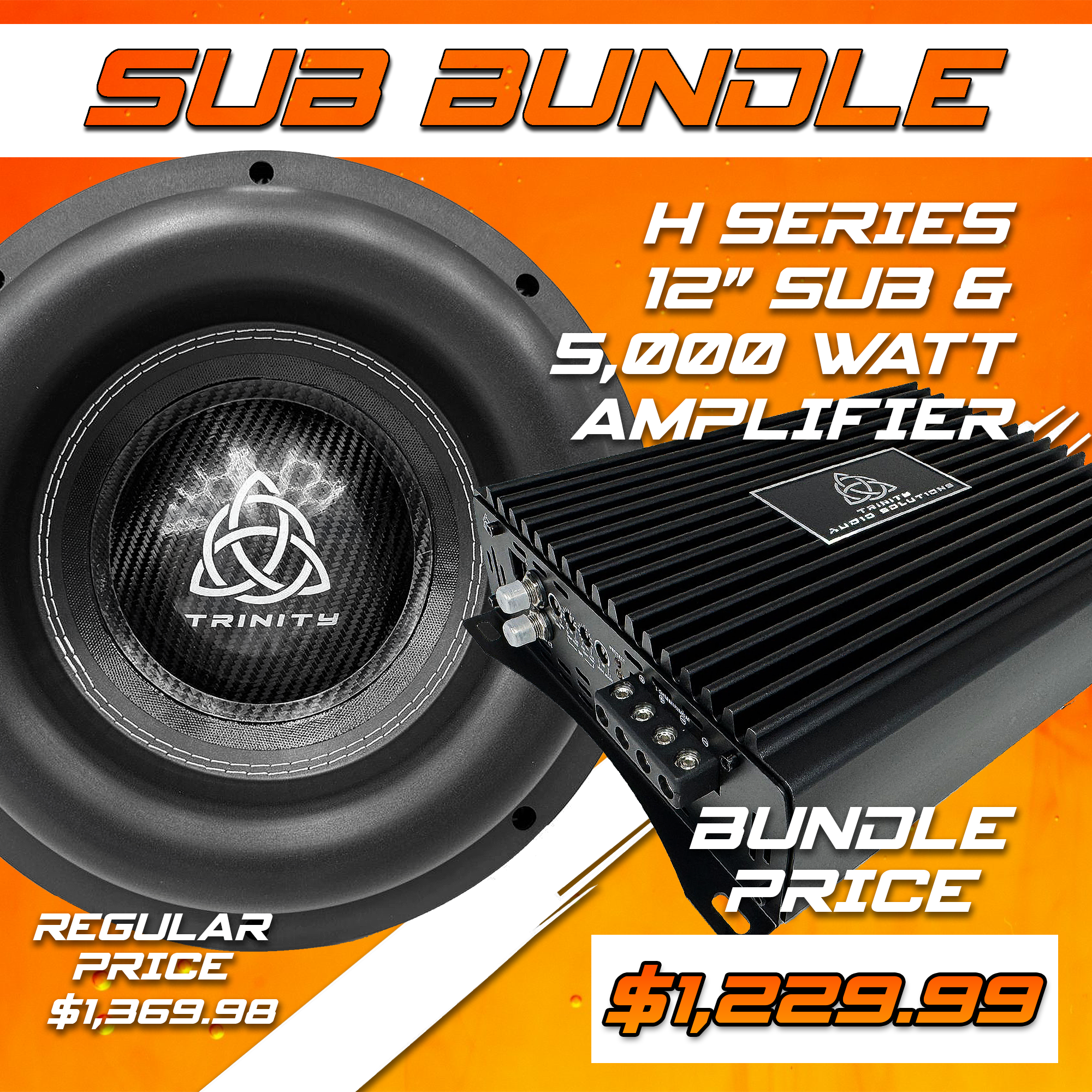 Trinity Audio Solutions H Series 12" Subwoofer + 5000.1v2 Monoblock Amp Bundle — 3,500W RMS