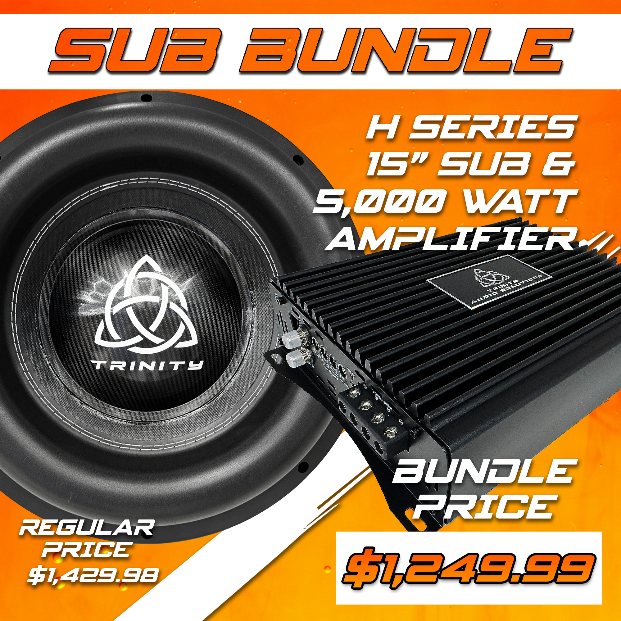 Trinity Audio Solutions H Series 15" Subwoofer + 5000.1v2 Monoblock Amp Bundle — 3,500W RMS