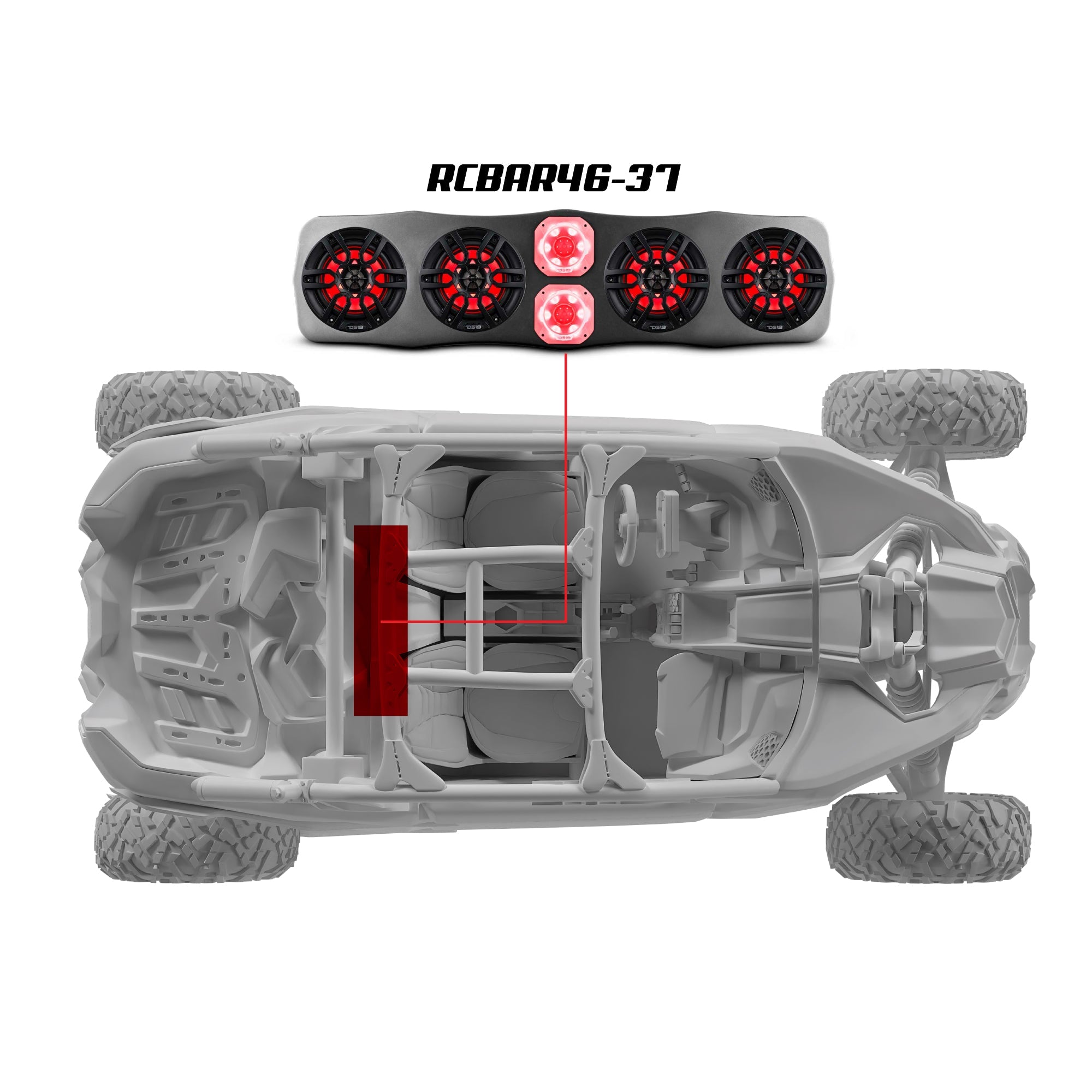 DS18 CAN-AM Soundbar With Amplifier and Installation Kit - Loaded with 4x 6.5" Marine Speakers & 2x 4" Super Bullet Tweeters