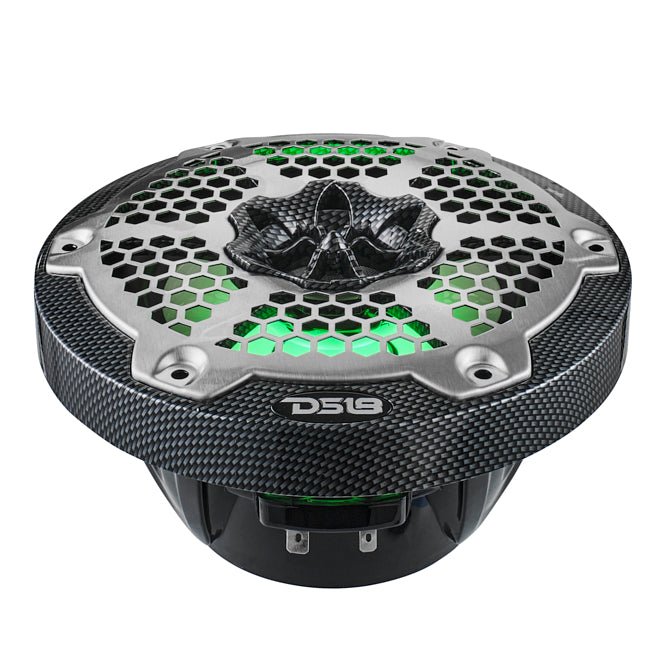 DS18 NXL 6.5" 2-Way Coaxial Marine Speaker With LED RGB Lights 100 Watts Rms 4-Ohm - Black Carbon Fiber