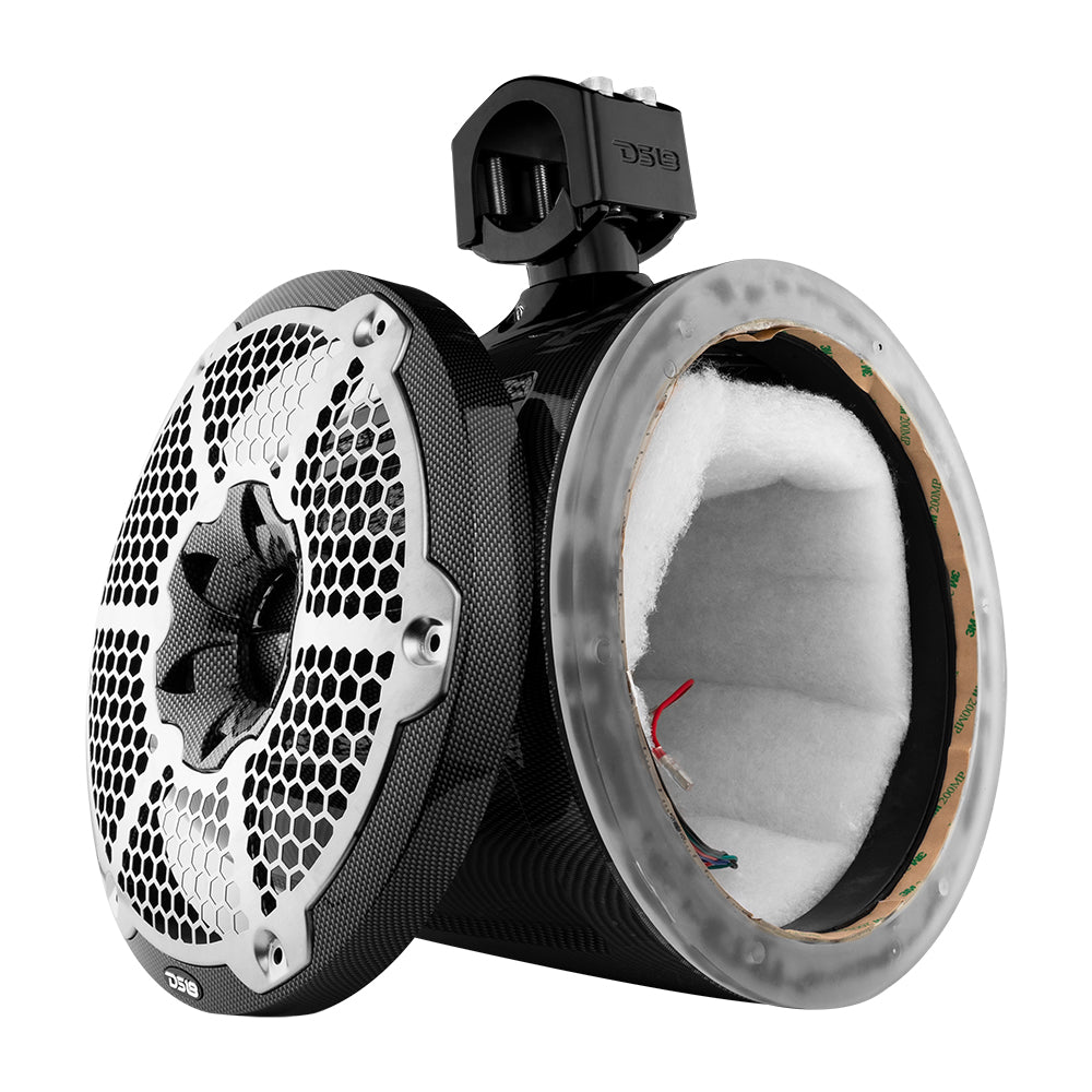 DS18 NXL 10" Marine and Powersports Empty Tower LED RGB Lights -Black Carbon Fiber
