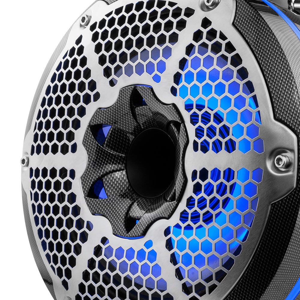 DS18 NXL 10" Neodymium Marine and Powersports Towers with Built-in Passive Radiator, 1" Driver and LED RGB Lights 300 Watts Rms -Black Carbon Fiber