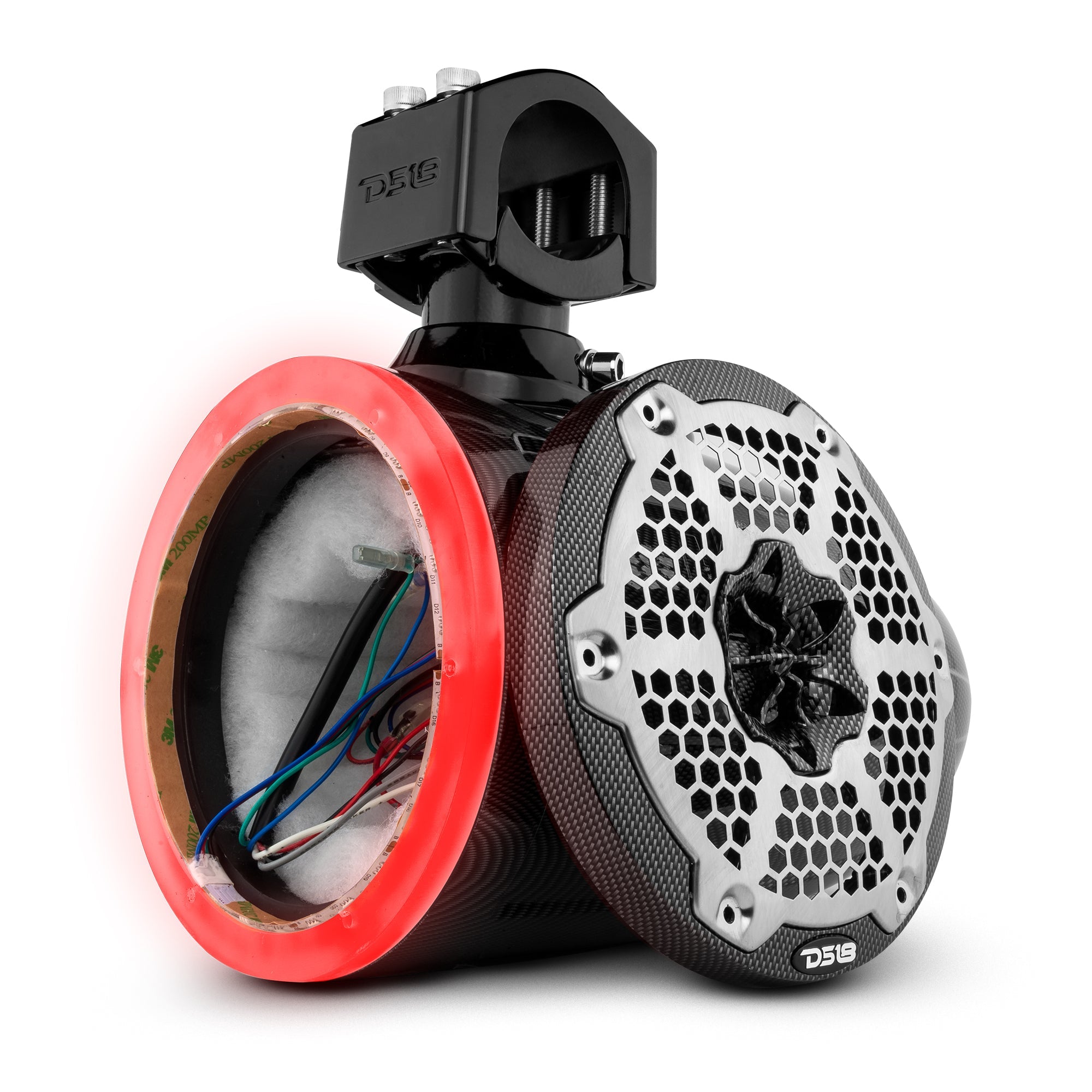 DS18 NXL 6.5" Marine and Powersports Empty Tower LED RGB Lights -Black Carbon Fiber