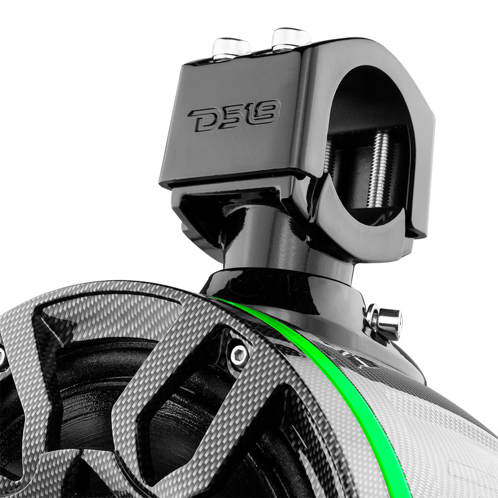 DS18 NXL 8" Marine and Powersports Compact PRO Towers with Loudspeaker and driver Built in LED RGB Lights 250 Watts Rms -Black Carbon Fiber (PRO-HY8.4B Included)