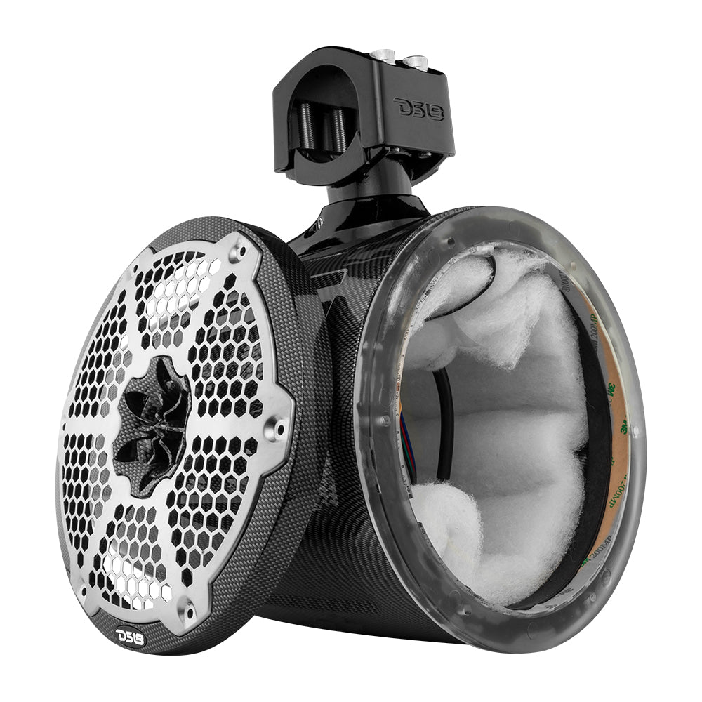 DS18 NXL 8" Marine and Powersports Empty Tower LED RGB Lights -Black Carbon Fiber