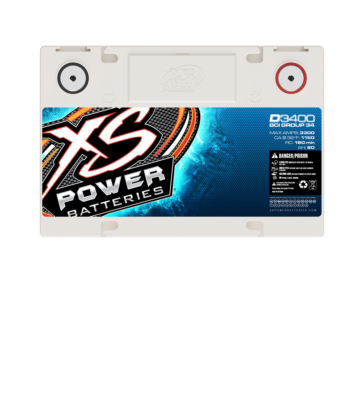 XS Power D3400 Group 34 12V AGM Car Audio Battery