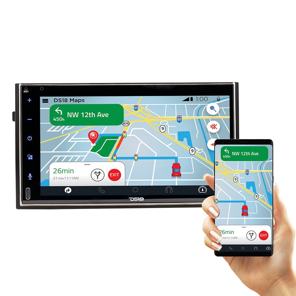 DS18 7" Touchscreen Mechless Double-DIN Headunit with Bluetooth, USB, Mirror Link And Car play