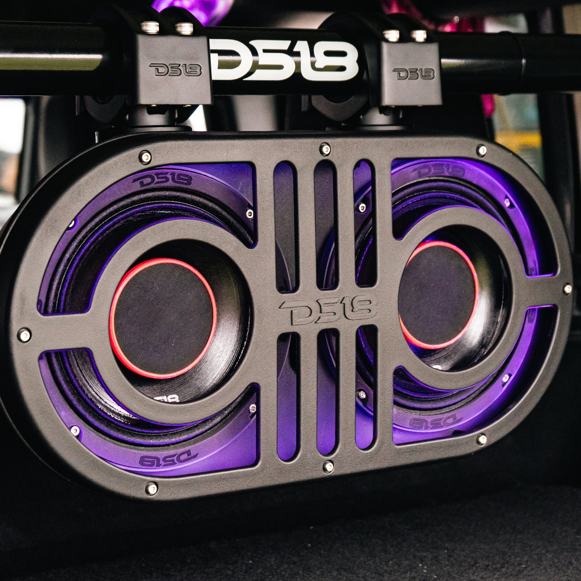 DS18 Dual 8" Marine and Powersports PRO Roll Cage Sound Bar System with Built in LED RGB Lights 500 Watts Rms ( 2 x PRO-HY8.4B Included)