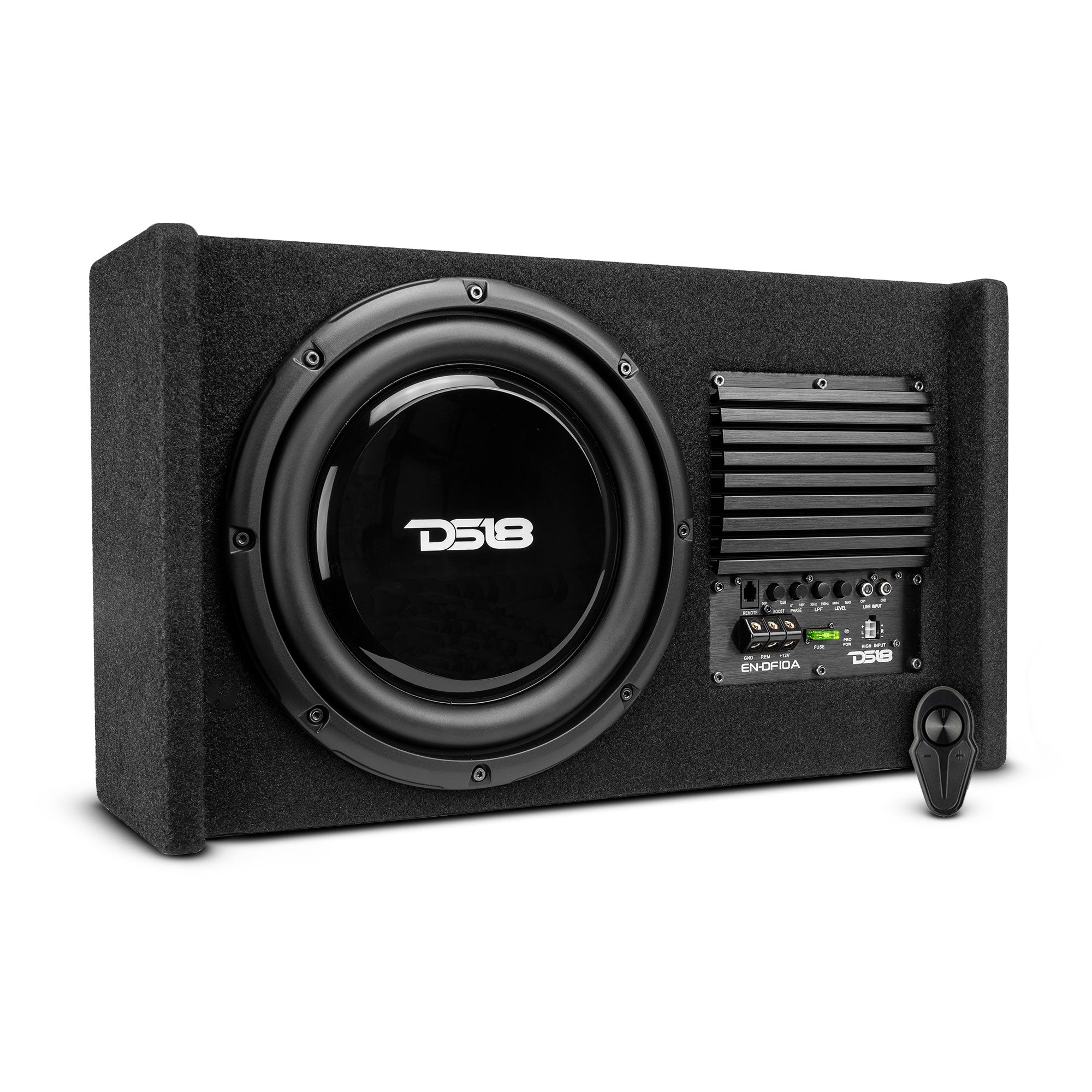 DS18 10" Loaded Amplified Shallow Down Fire Subwoofer Enclosure 250 Watts Rms