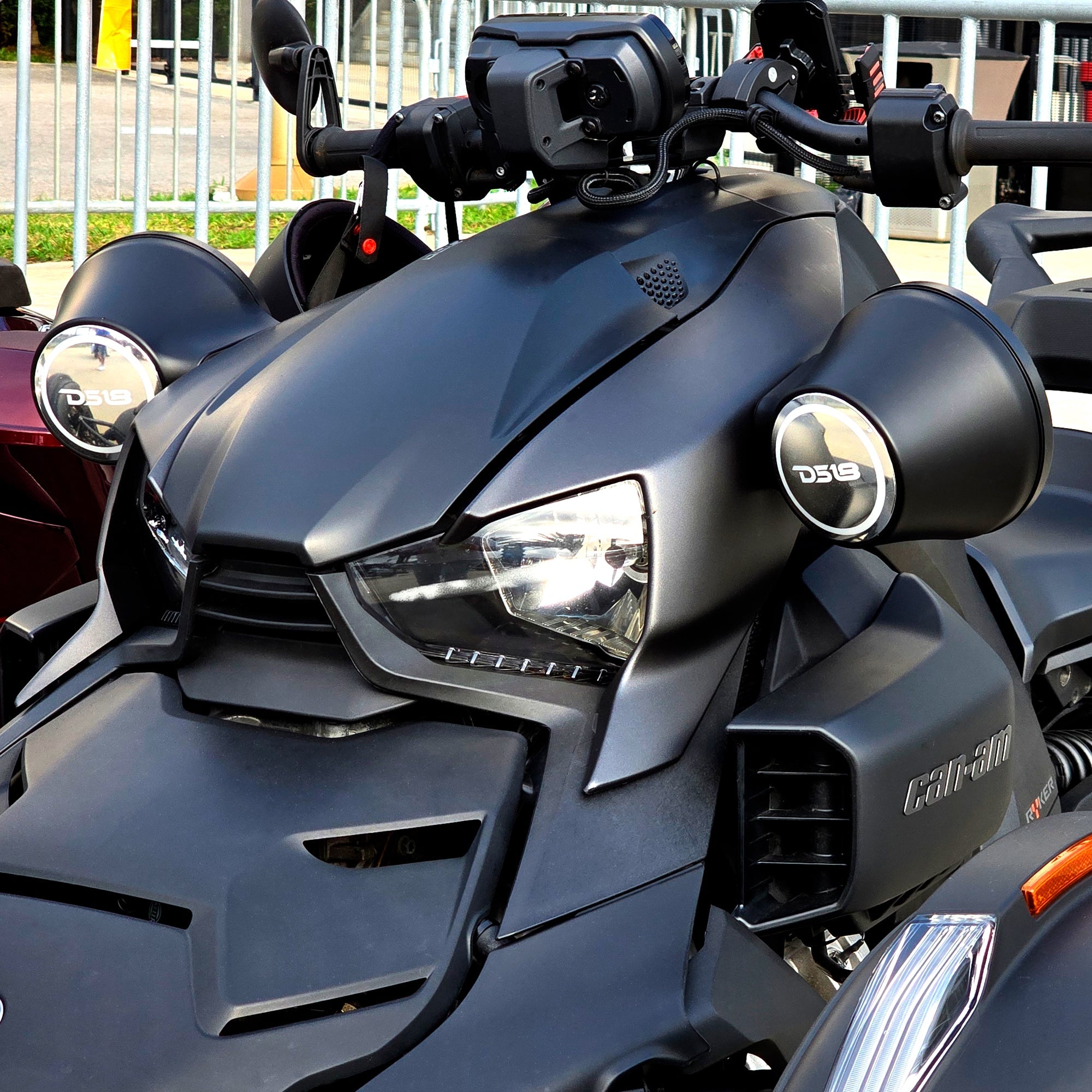 DS18 6.5" Loaded Flat Mount Speaker Pods with Amplifier, Installation Kit and Digital LED Lights, Package for Can-Am Spyder & Ryker