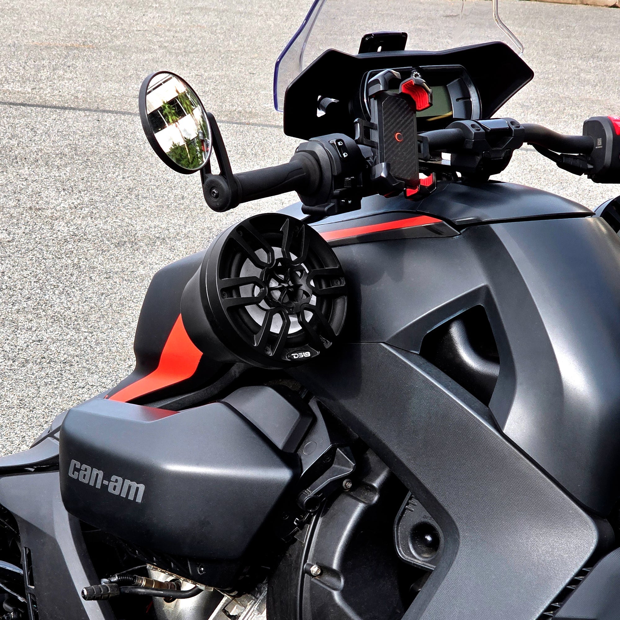 DS18 6.5" Loaded Flat Mount Speaker Pods with Amplifier, Installation Kit and RGB LED Lights, Package for Can-Am Spyder & Ryker