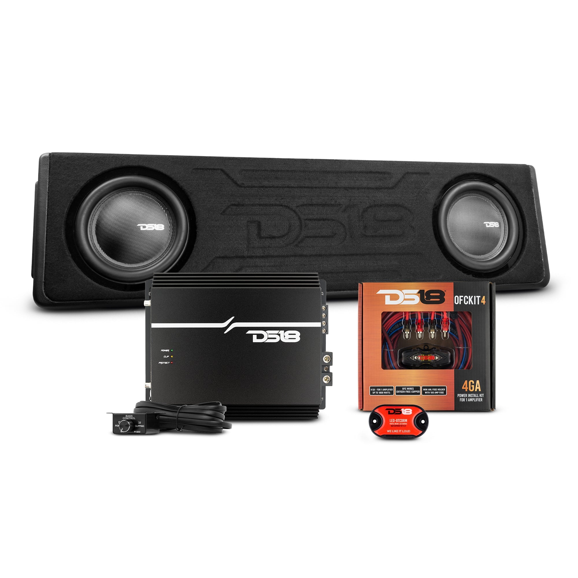 DS18 Ford F-150 2 x 10" Subwoofer Loaded Enclosure Package With Vinyl Finish and Dream LED Lights (MADE IN USA)