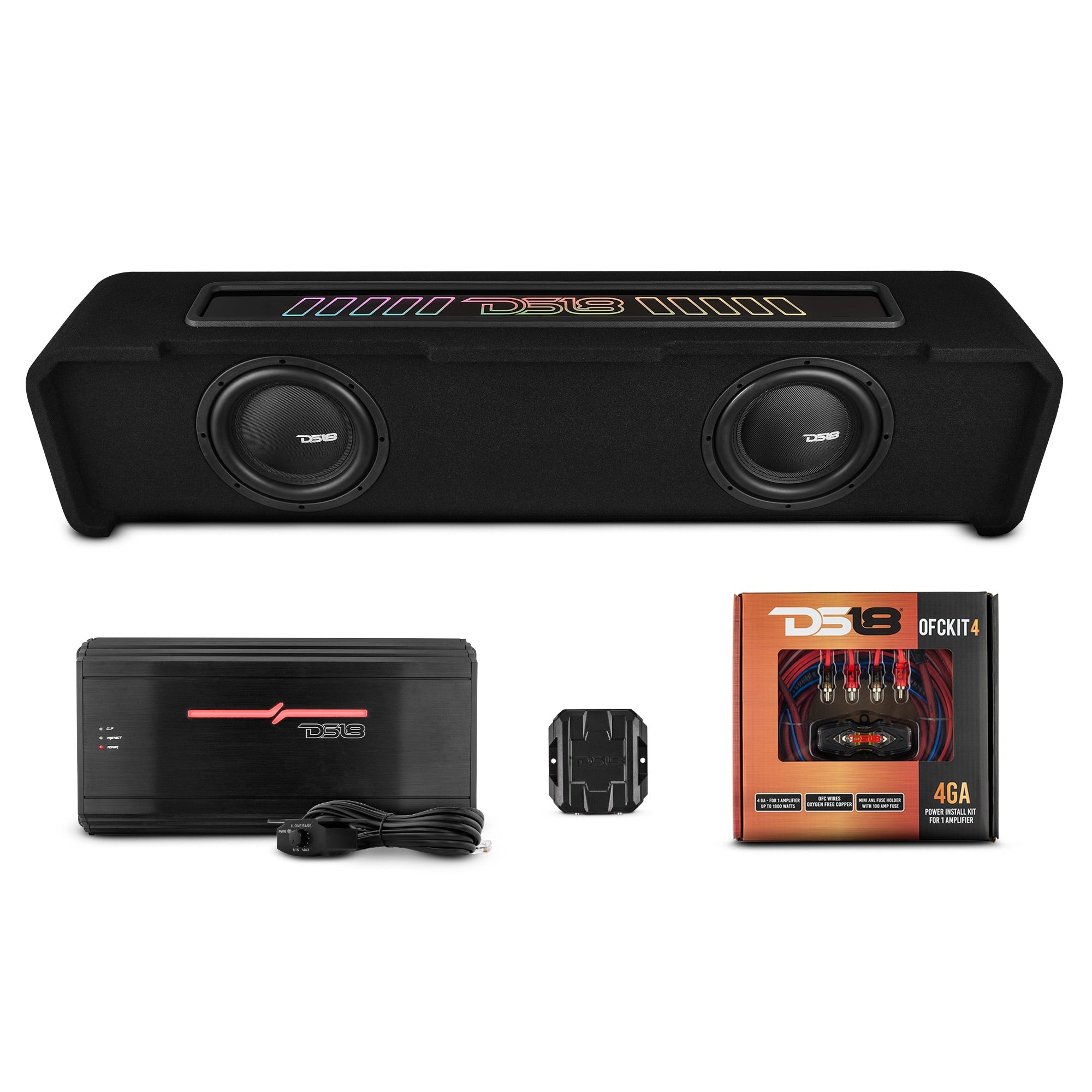 DS18 (2017+) Ford F-150 Down Firing Loaded Subwoofer Enclosure with Dream LED Lights, Amplifier and Wiring Kit