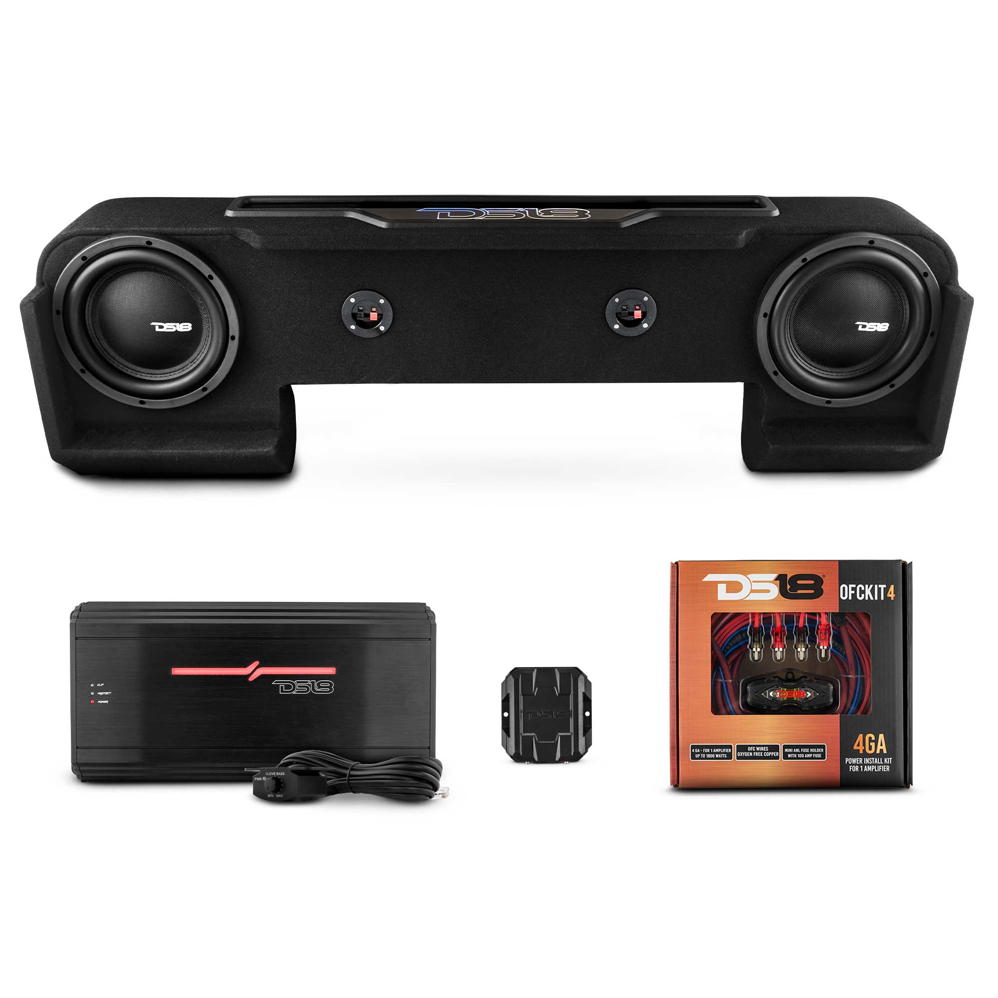 DS18 Dodge Ram Down Firing Subwoofer Enclosure with Dream LED Light, Amplifier and Wiring Kit