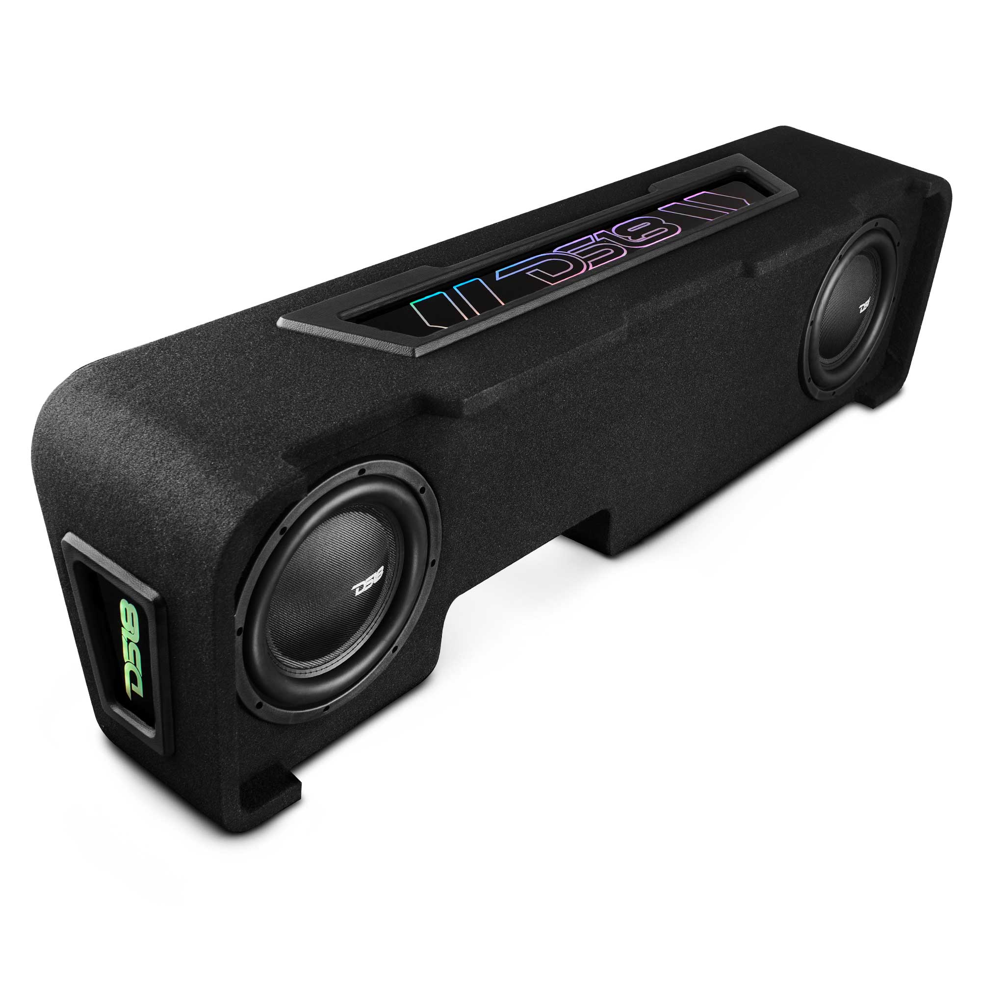 DS18 Chevy Silverado Down Firing Subwoofer Enclosure with Dream LED Lights, Amplifier and Wiring Kit